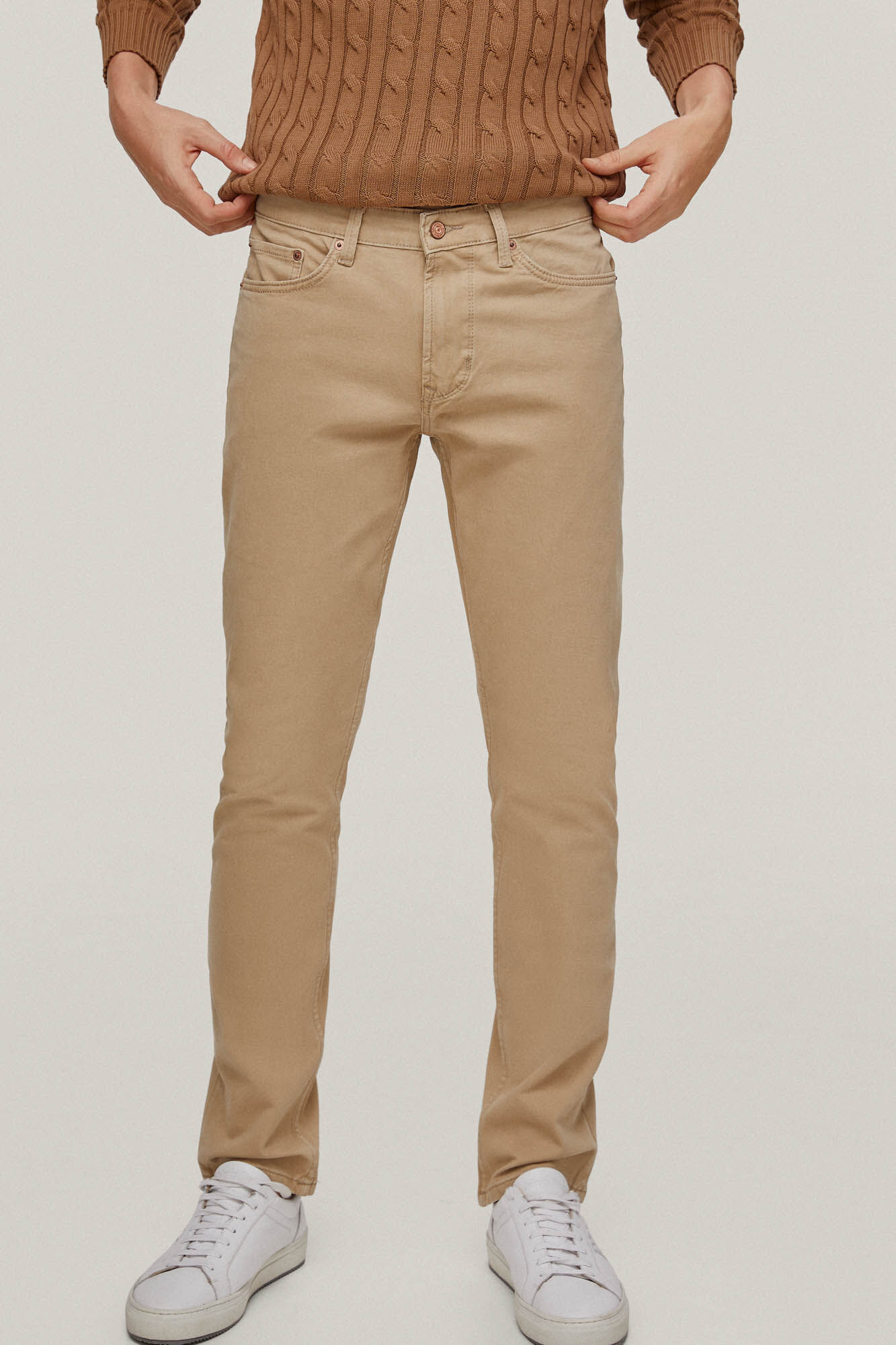 Calça jeans Premium Flex Slim - Bege