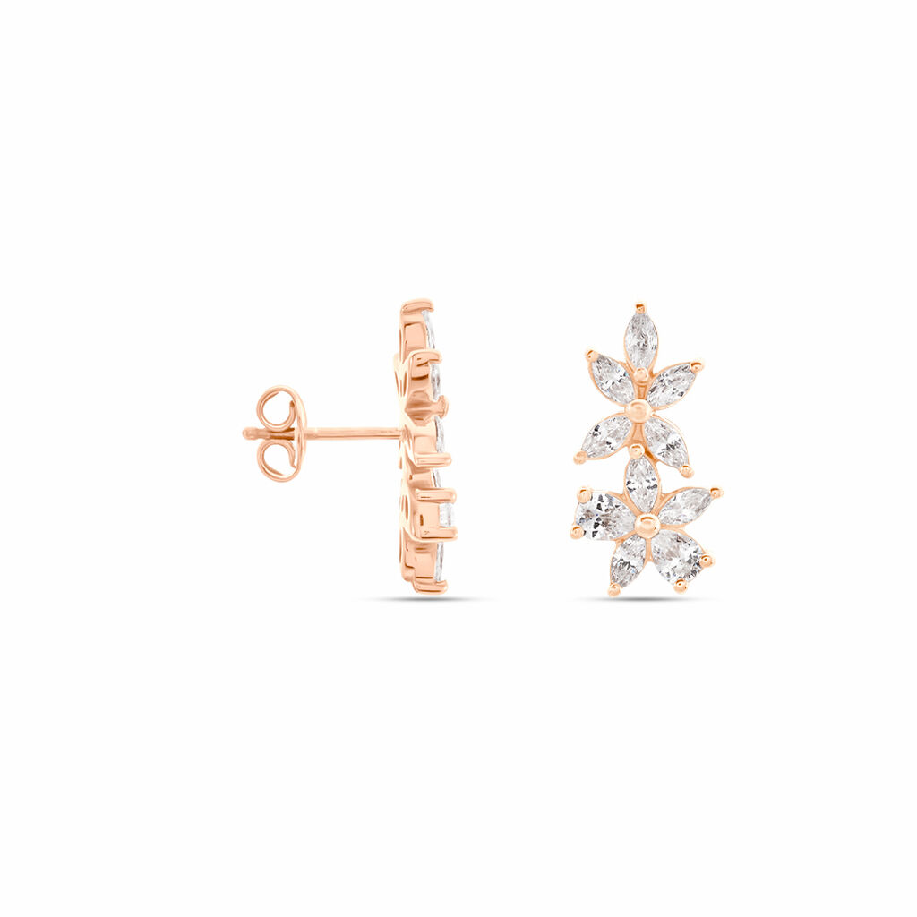 Boucles D'oreilles Puces Oralie Argent Rose Oxyde De Zirconium