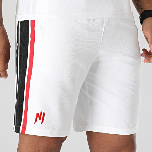 Short Jogging A Bandes Diamond SH-018 Blanc Rouge Noir