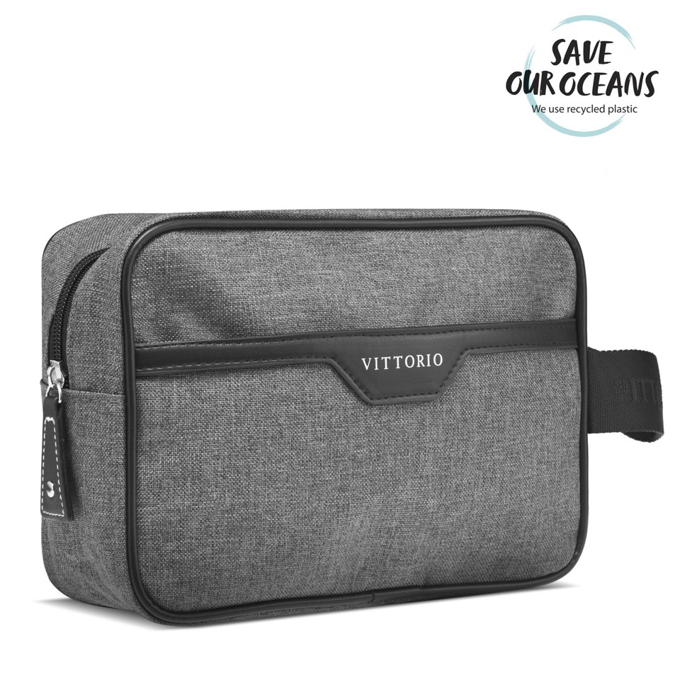 Vittorio - Washbag 100% Recycled Plastic Grey - Toilettaske