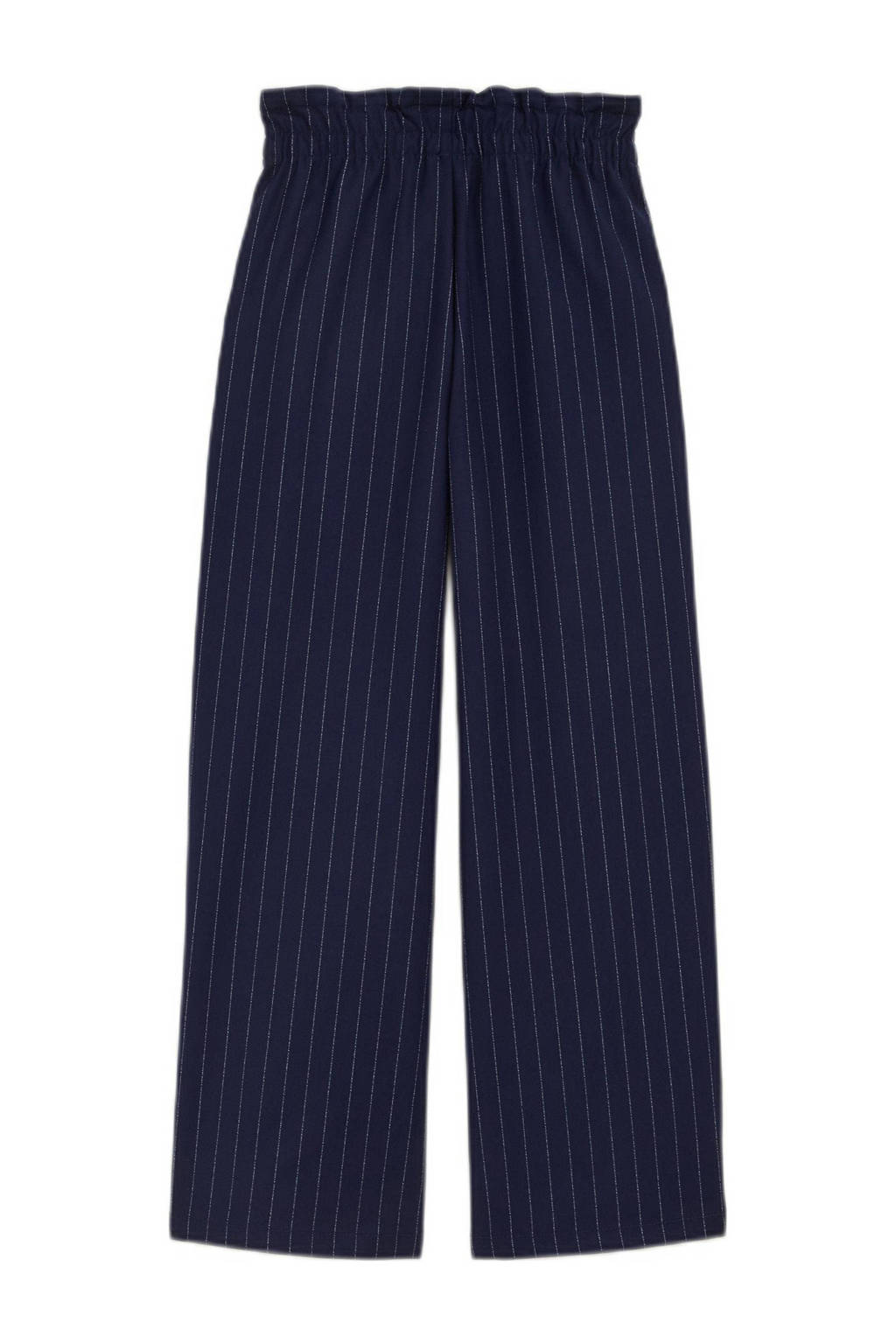 WE Fashion broek met krijtstreep donkerblauw/wit