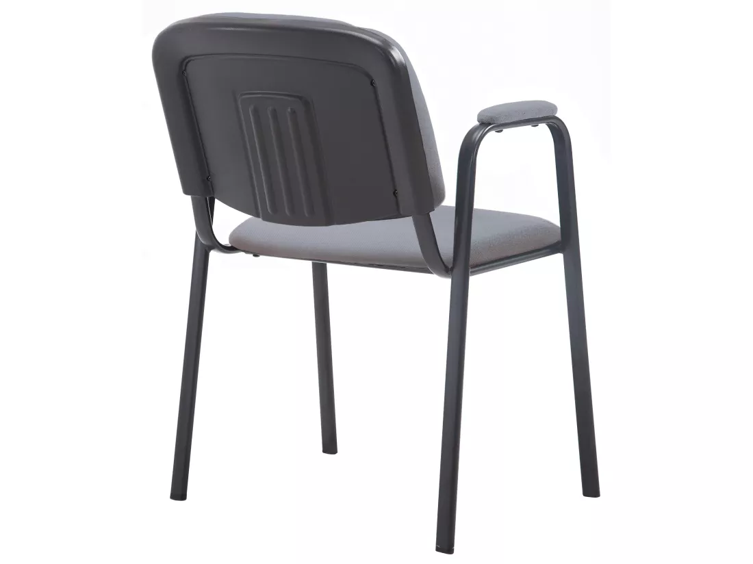 Chaise de conférence - Tissu & Métal noir mat - Gris - Ken Pro