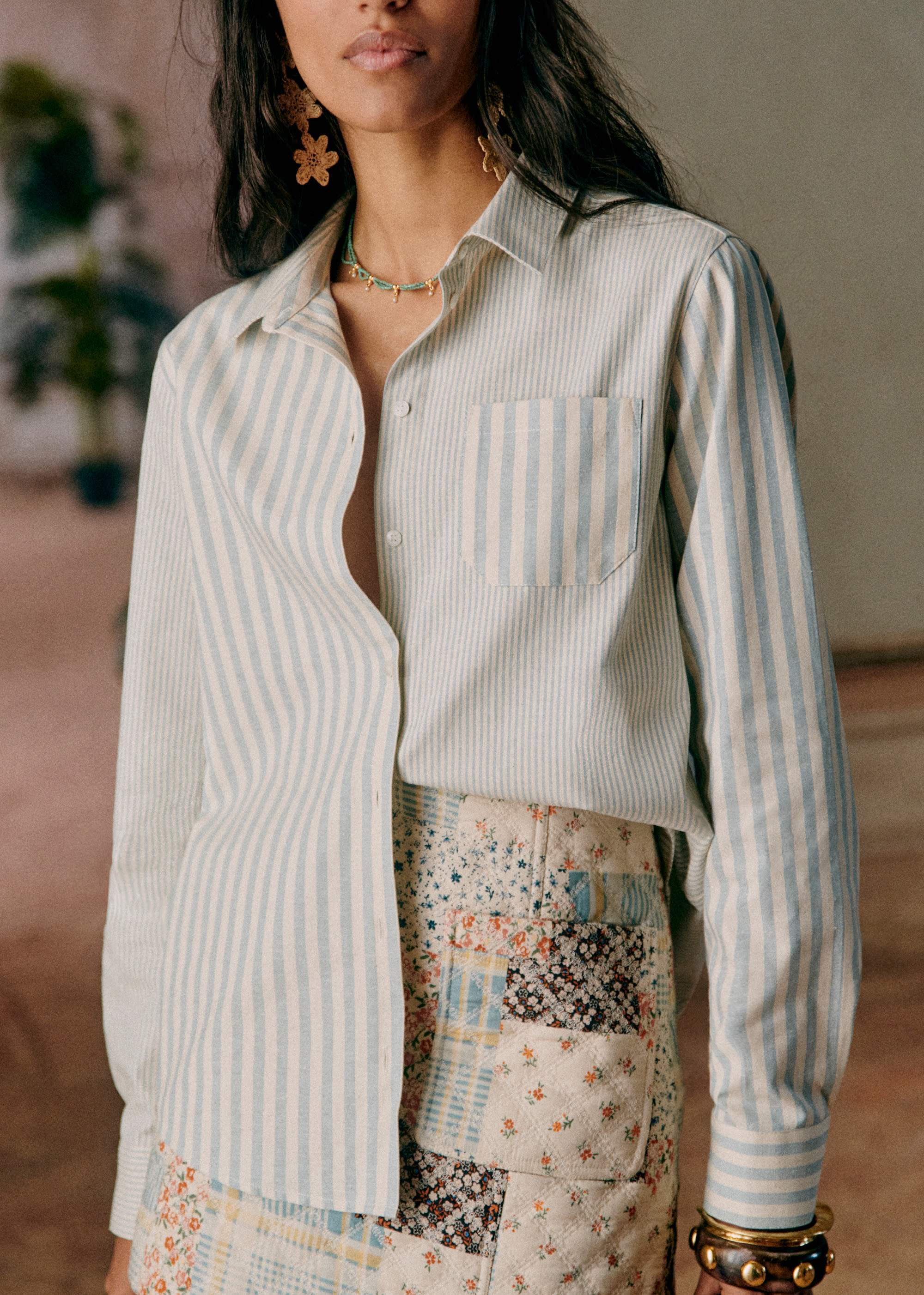 Chemise Tomboy - Mix Rayures Blanc Bleu - E-SHOP/CHEMISES & BLOUSES 5905241