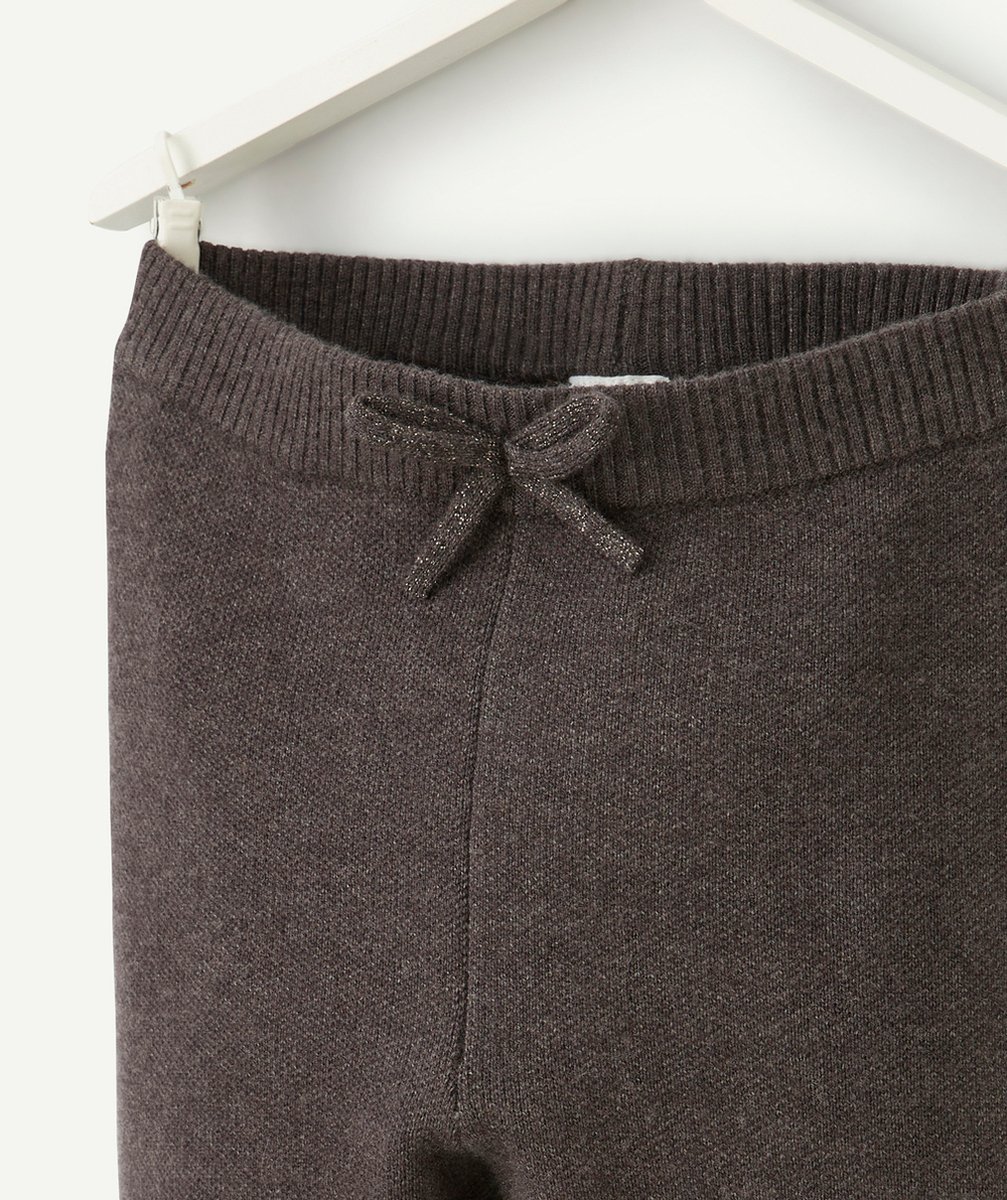 PANTALON BÉBÉ FILLE EN MAILLE COMPACTE ET FIBRES RECYCLÉES GRIS
