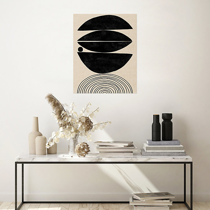 Affiche demi cercles noirs Dada Art l.40 x H.50 cm