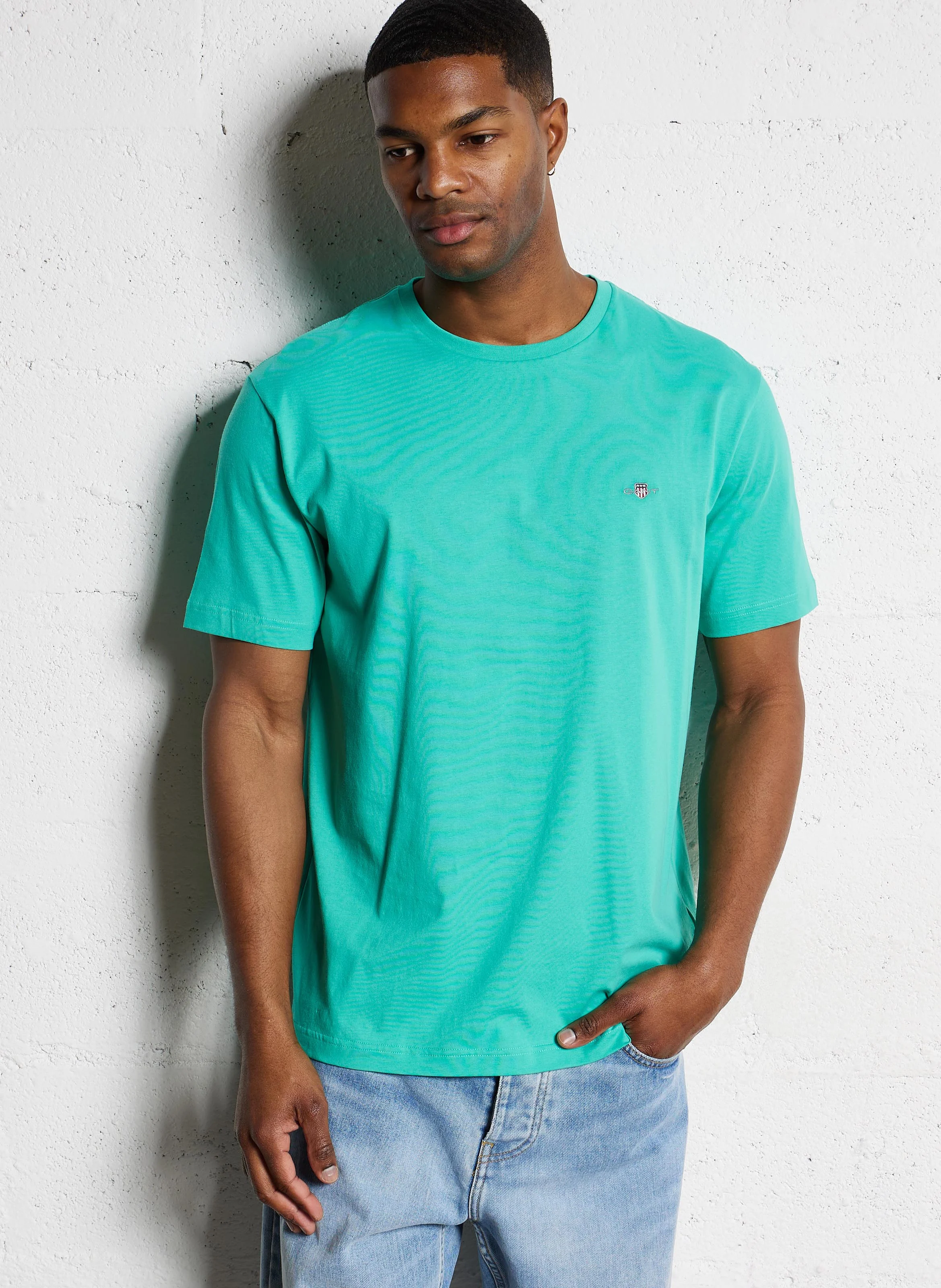 Tee-shirt col rond droit en coton | Vert