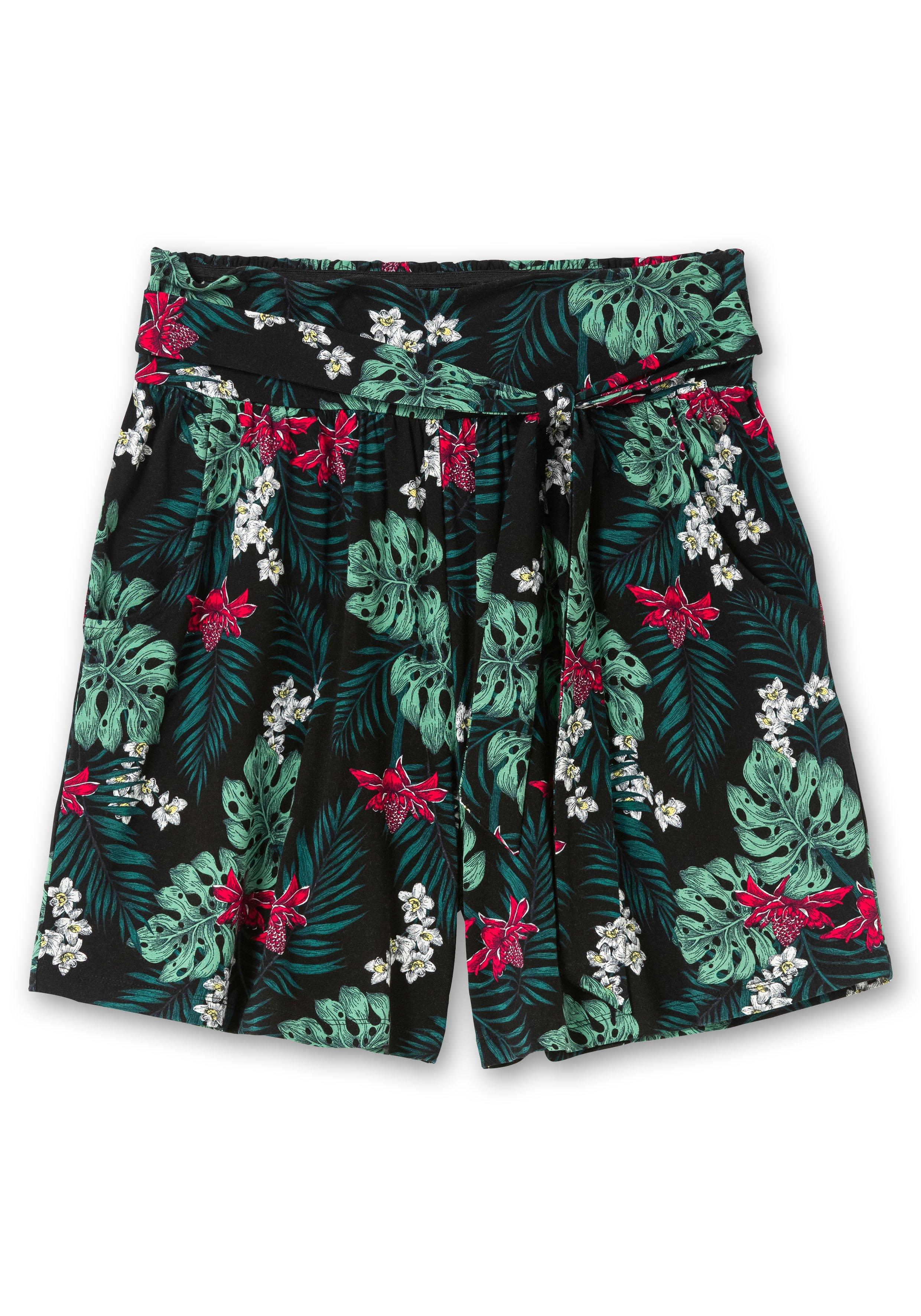 Strandshorts mit Smokbund und Bindeband