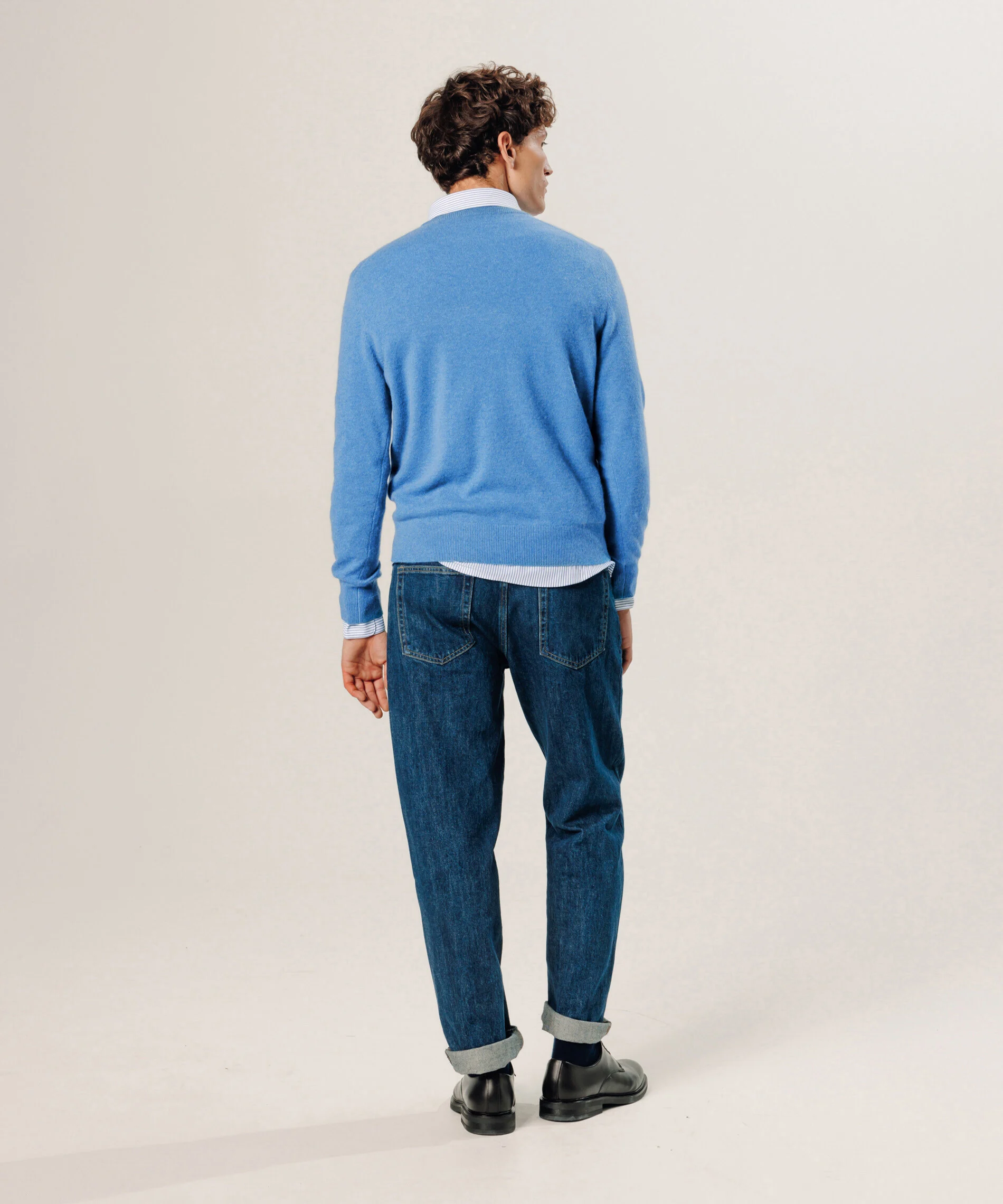 Pull col rond en cachemire | Bleu