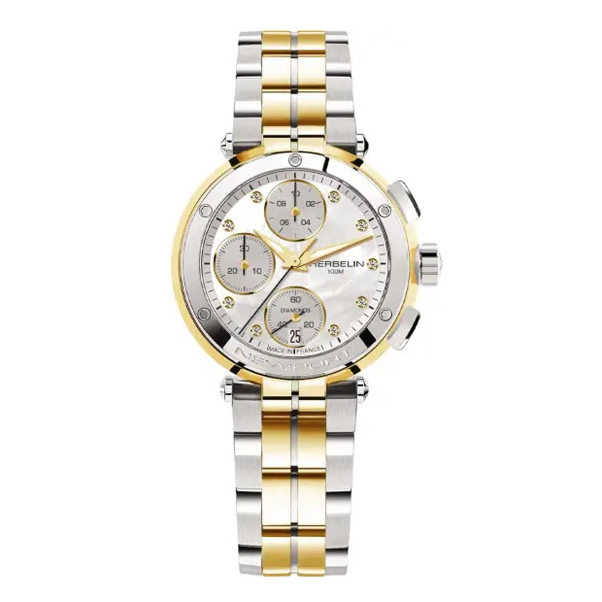 Montre femme HERBELIN Newport chrono diamants