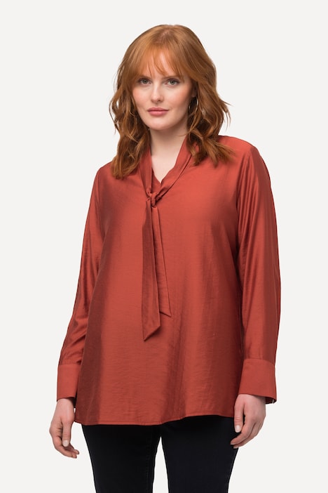 Schluppen-Bluse, Mikrostreifen, V-Ausschnitt, Langarm