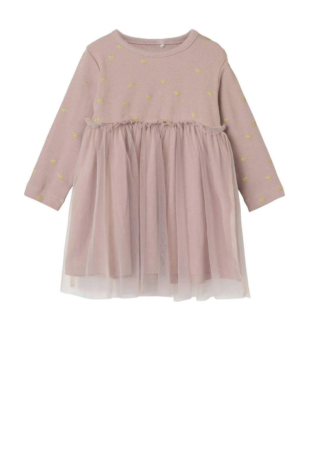 NAME IT baby semi-transparante jurk NBFNADJA met hartjes oudroze