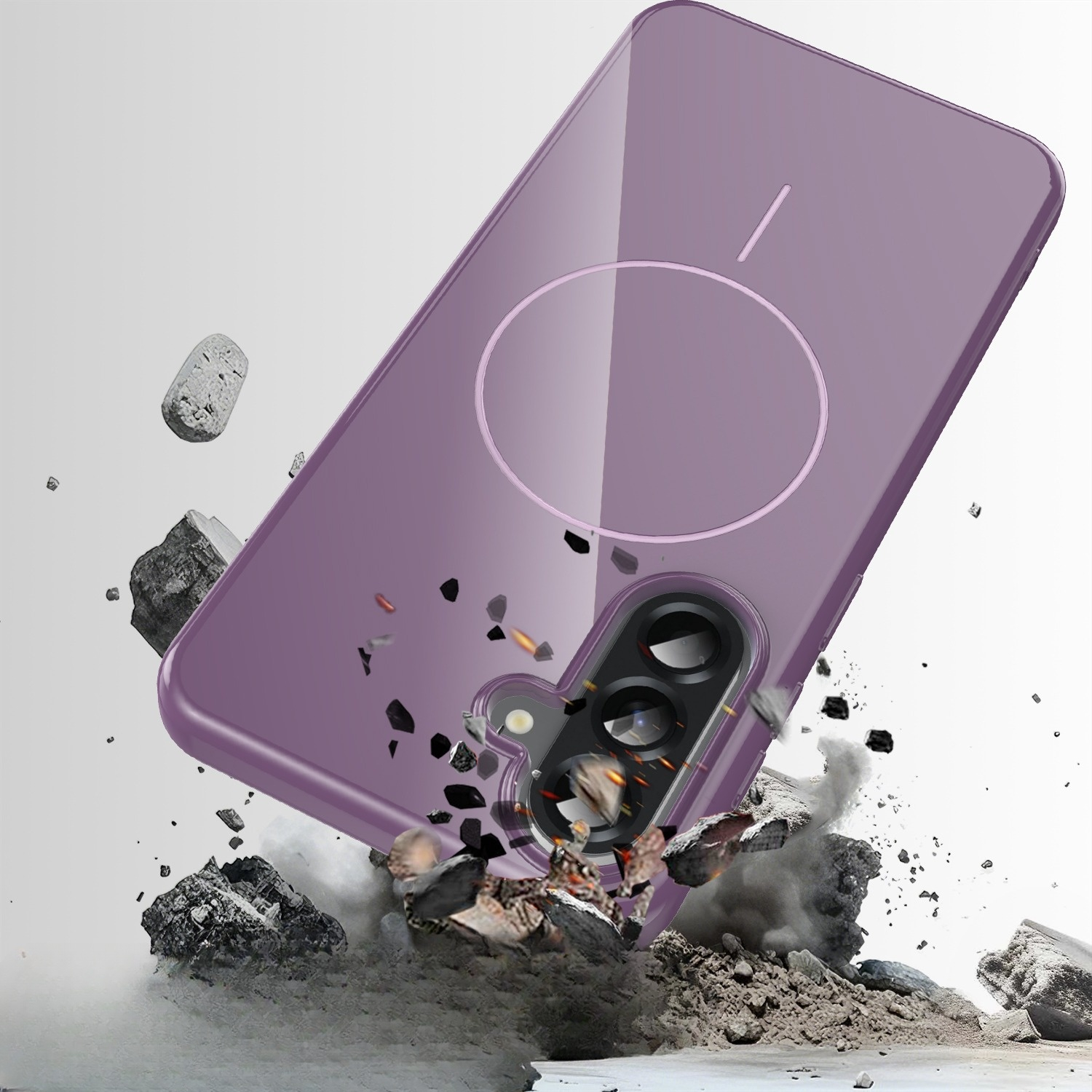 Samsung Galaxy A17 Gummi Case Hülle   Trageschlaufe MagSafe-Modul - Lila