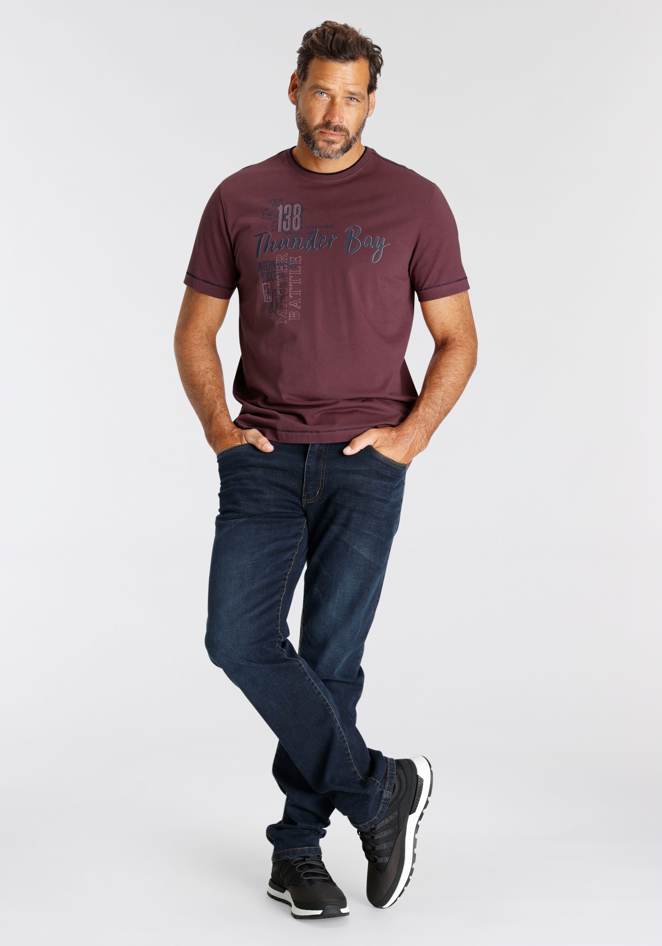 Man's World T-Shirt Kurzarm,  lässiger Print,  aus Baumwolle