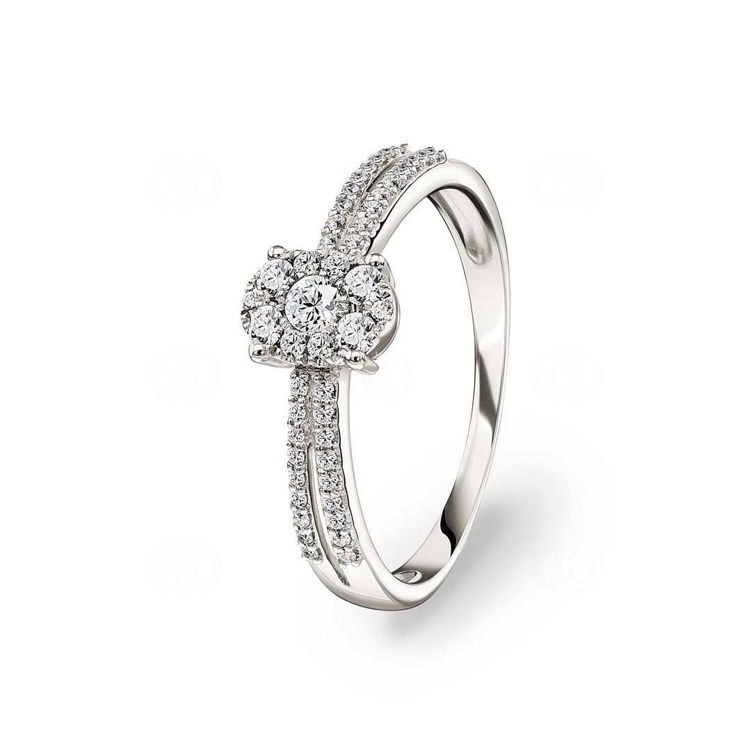 Verlobungsring 750/18 K Weissgold mit Diamanten 0.28 ct H/si
