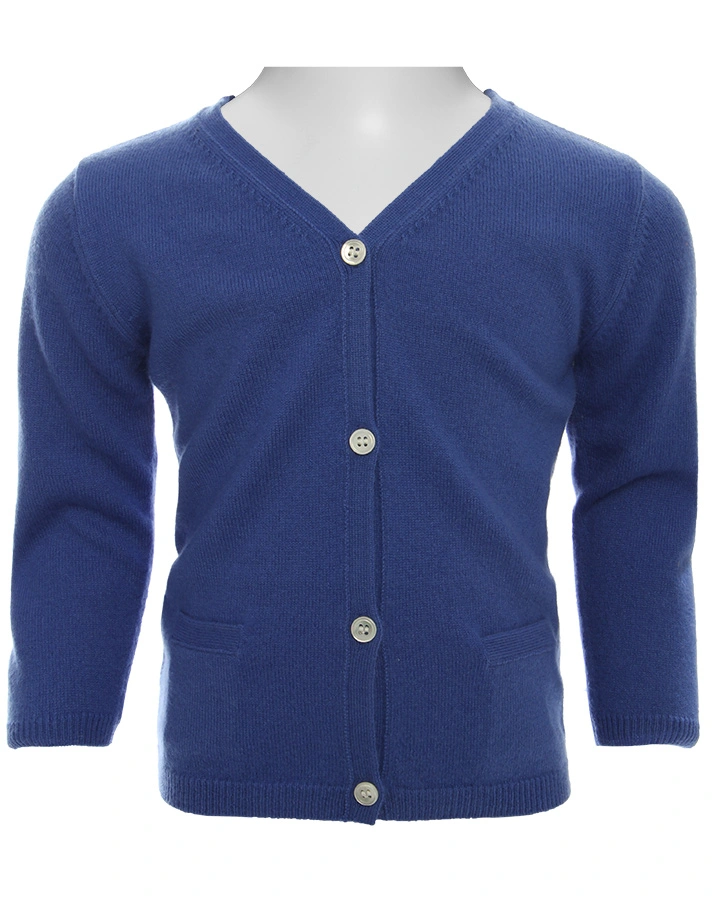 Kaschmir-Cardigan V-NECK in royalblau