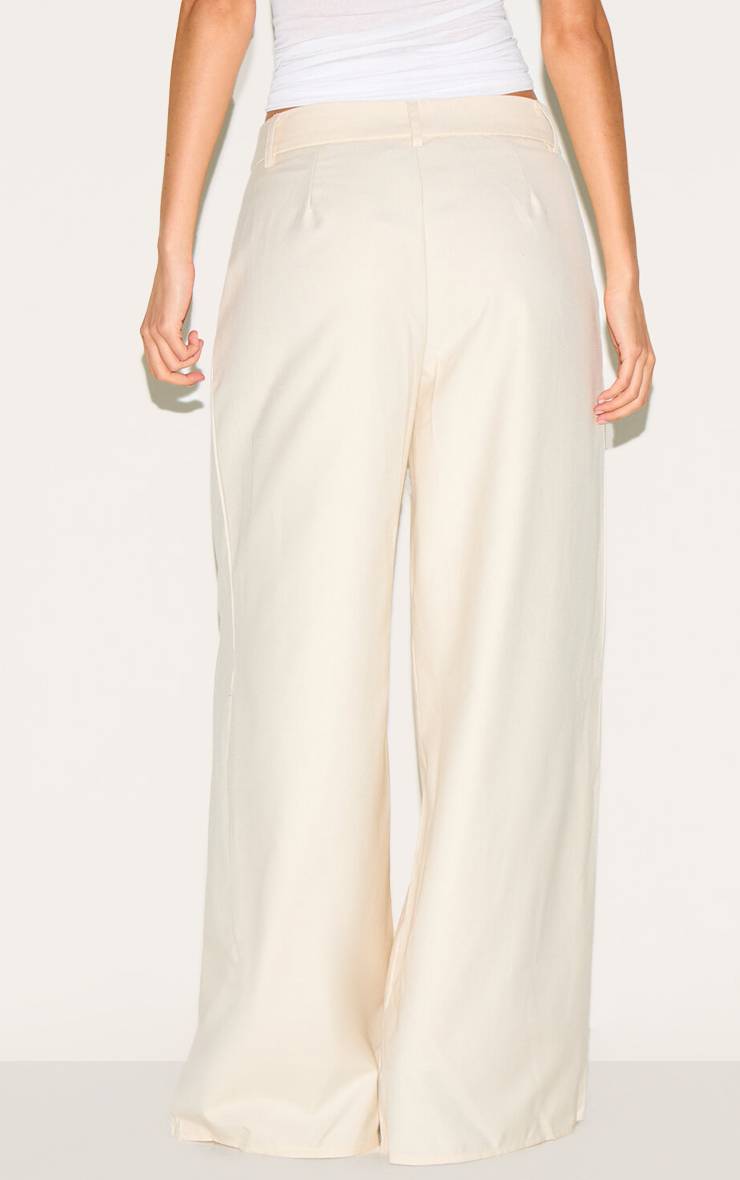 Crème Pantalon Large Tissé À Double Pli