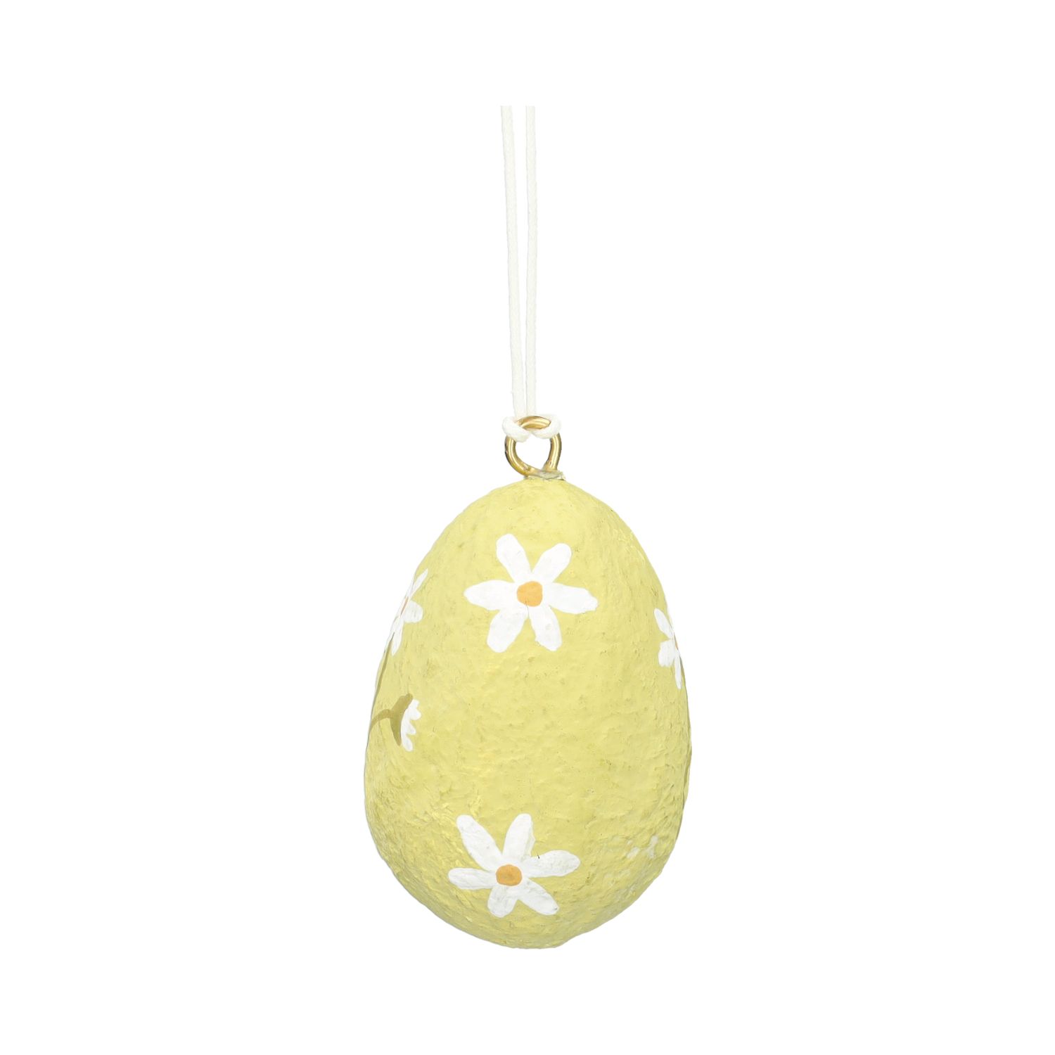 Hanger, katoen maché, groen ei met madeliefjes, 4 x 6 cm