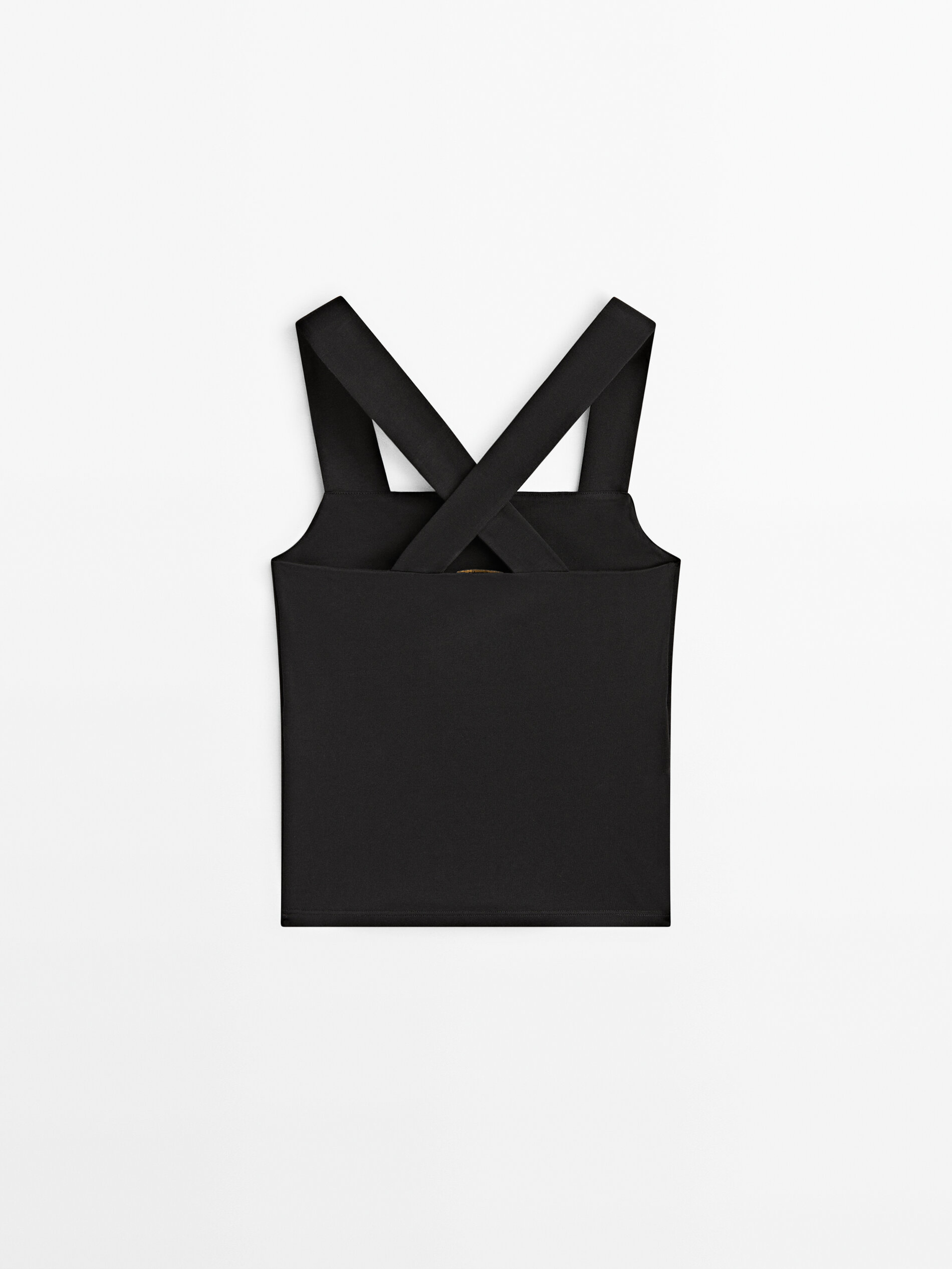 Blusa de algodão com alças cruzadas nas costas - PRETA