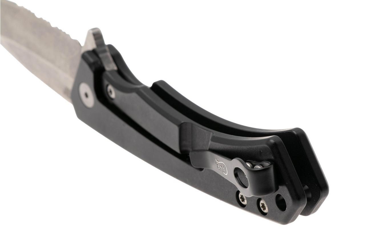 Case Marilla Black Anodized Aluminum, Black G10 Inlay, 25878, S35VN partly serrated zakmes