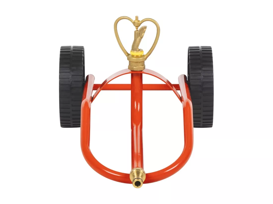 Prolenta Premium - Traîneau d’arrosage sur roues avec tête rotative en acier rouge