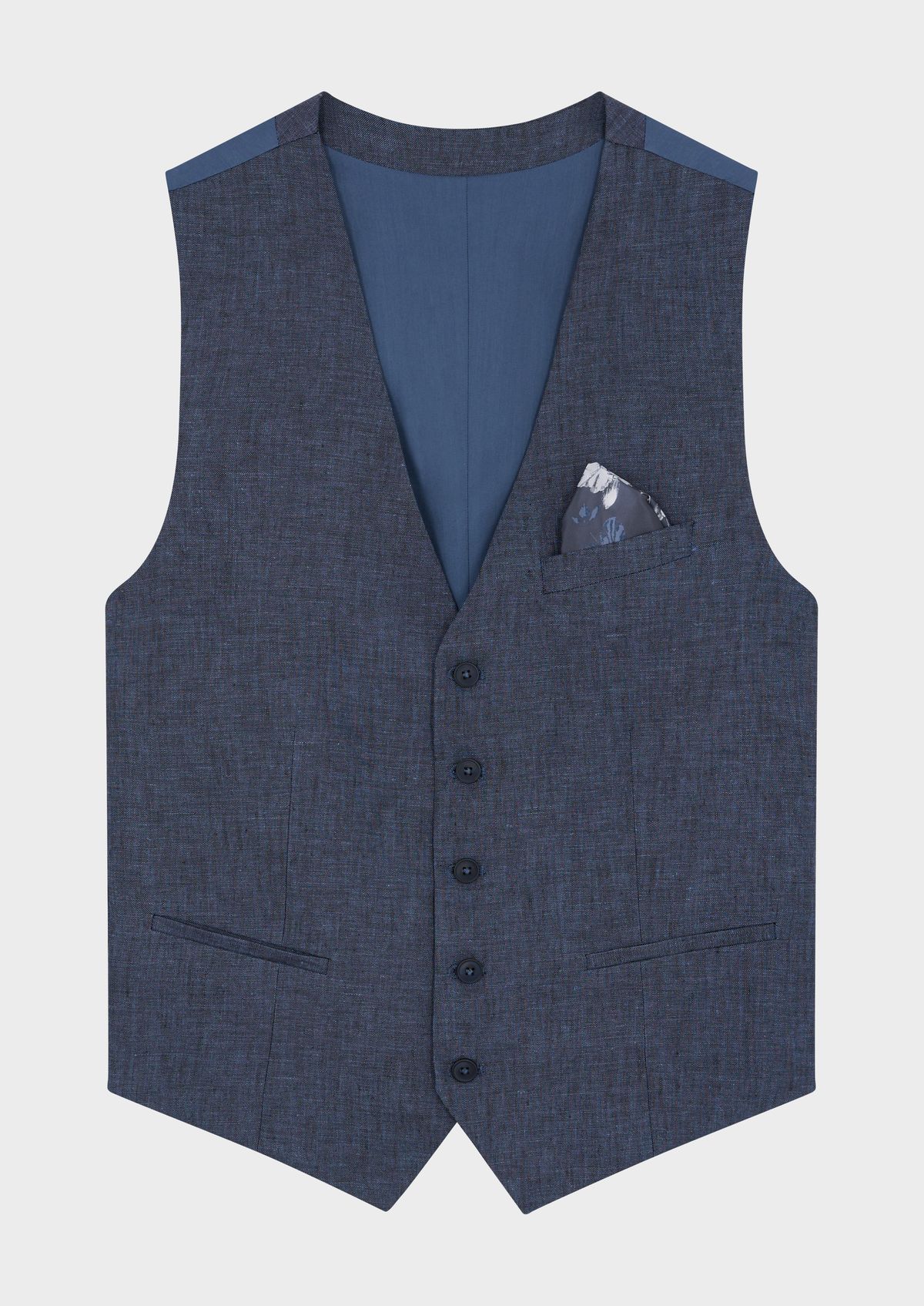Gilet casual en lin uni bleu indigo