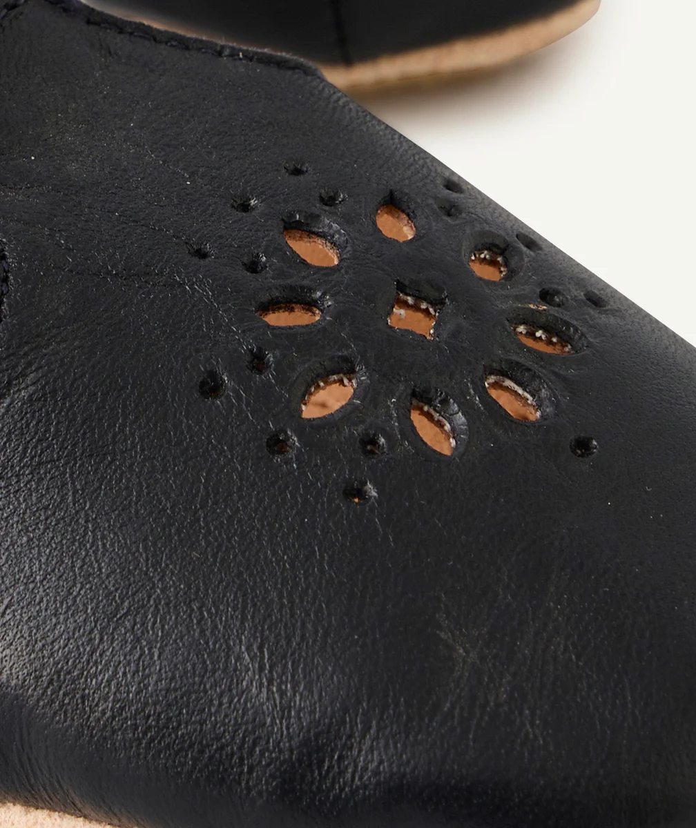 EASY PEASYCHAUSSONS EN CUIR BLEU MARINE