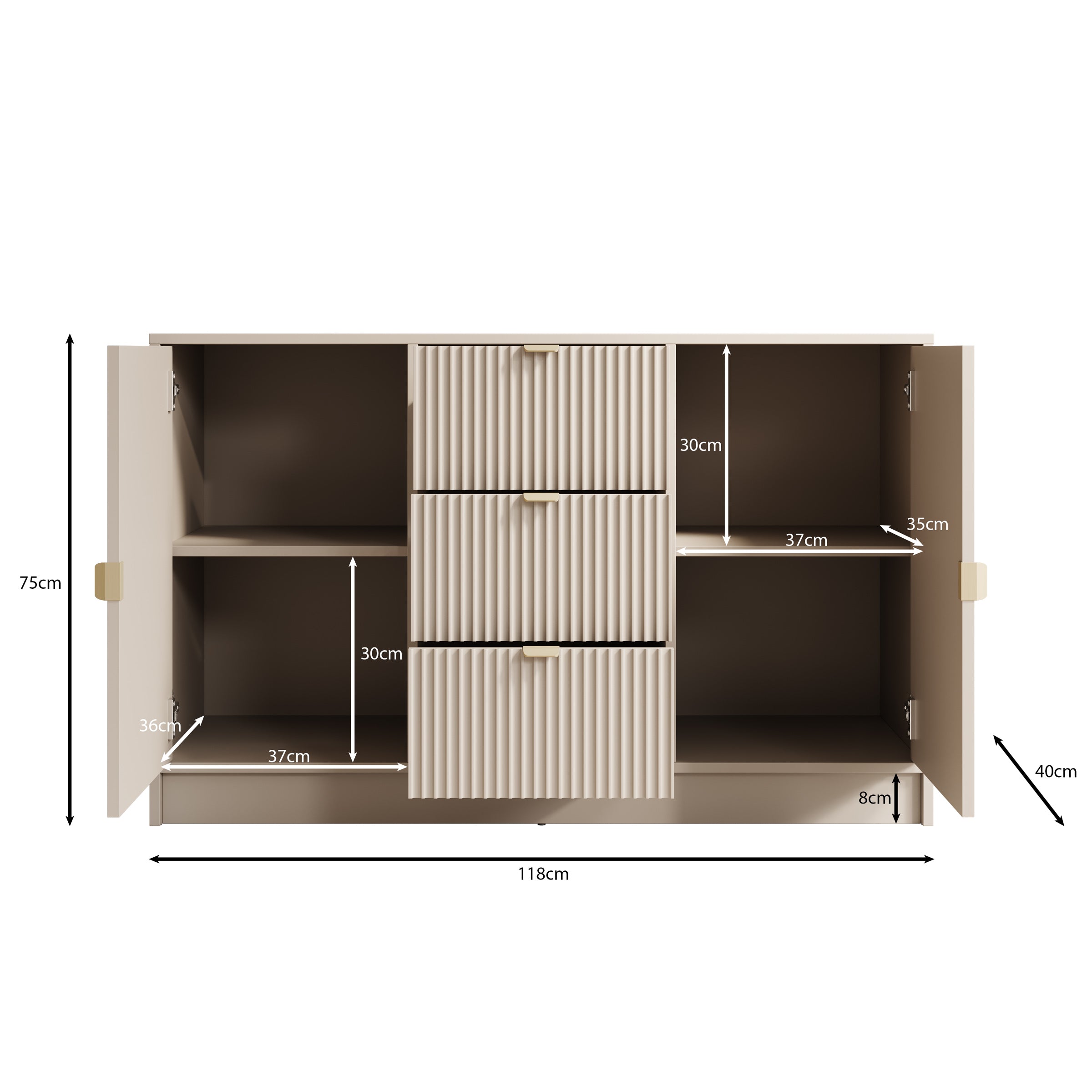 Tavares - Dressoir - Beige - 118x40x75 cm