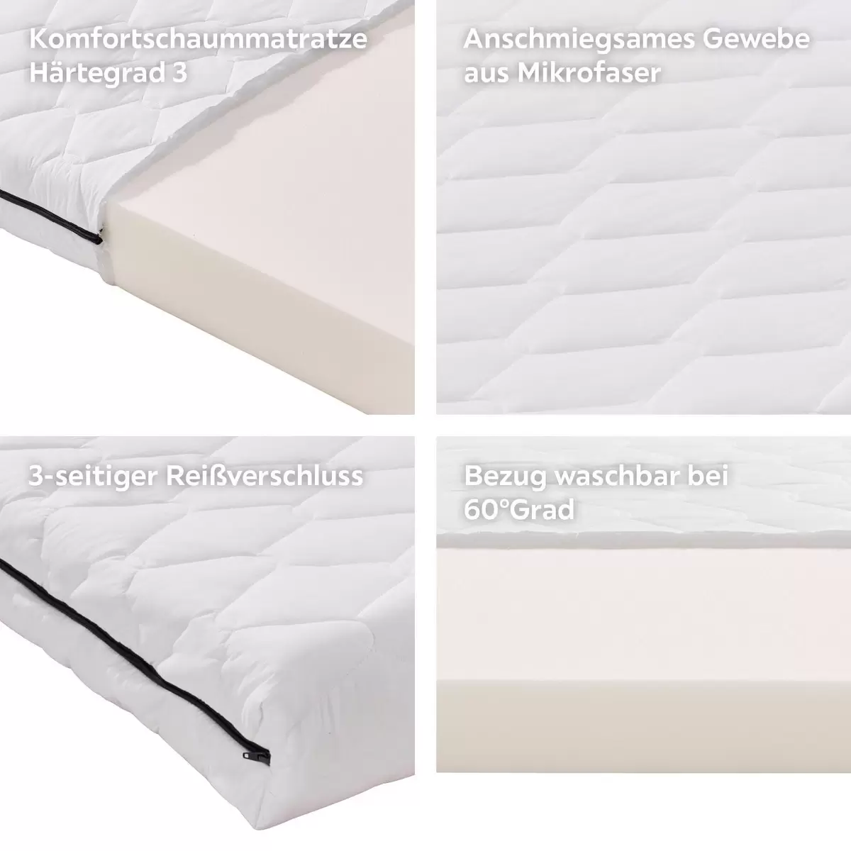 Matratze Base H3 90 x 200 weiss