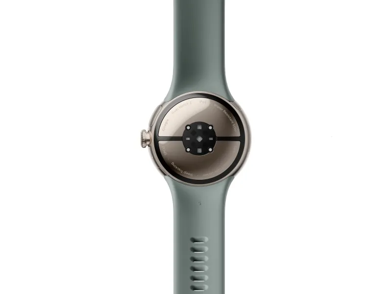 Google Pixel Watch 2 - Champagne-guldaluminium - smart ur med aktivt bånd - fluoroelastomer - nøddebrun - båndstørrelse: S/L - 32 GB - Bluetooth, Wi-Fi, NFC - 31 g