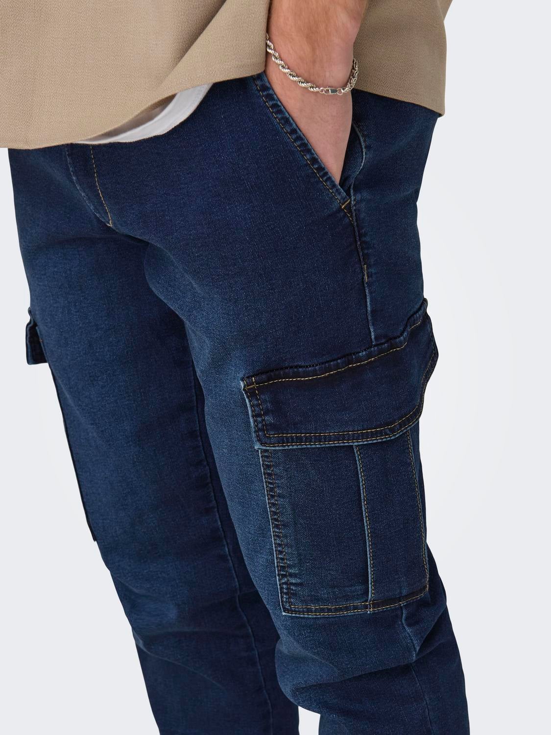ONSWEFT Mid Rise Normal geschnitten Jeans Dark Blue Denim