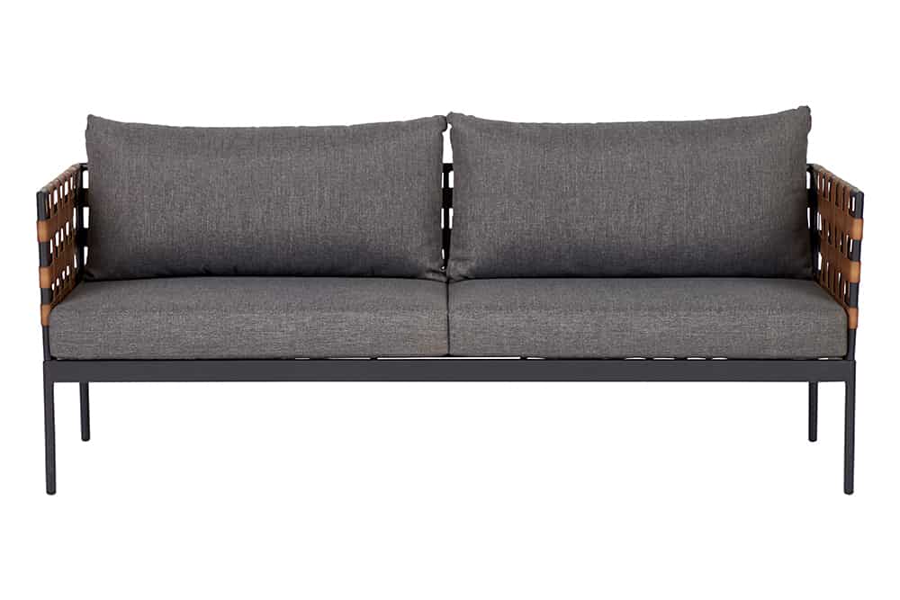 In- und Outdoor Lounge-Sofa UNIQUE 185cm schwarz braun grau Aluminium 2-Sitzer inkl. Kissen