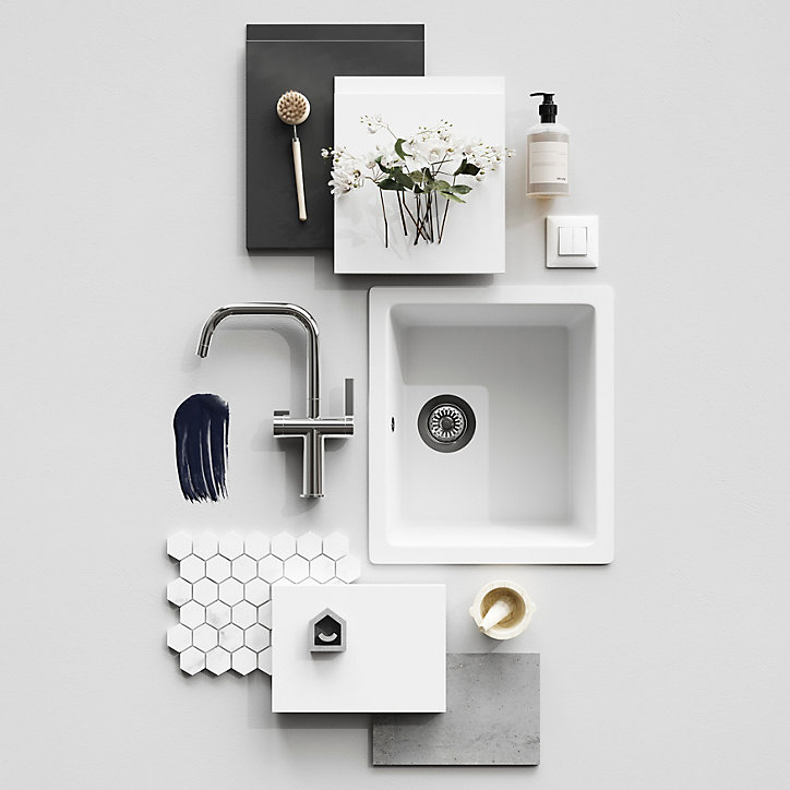 Façade de cuisine 1 porte et 1 tiroir Garcinia blanc brillant l. 60 cm x H. 72 cm GoodHome