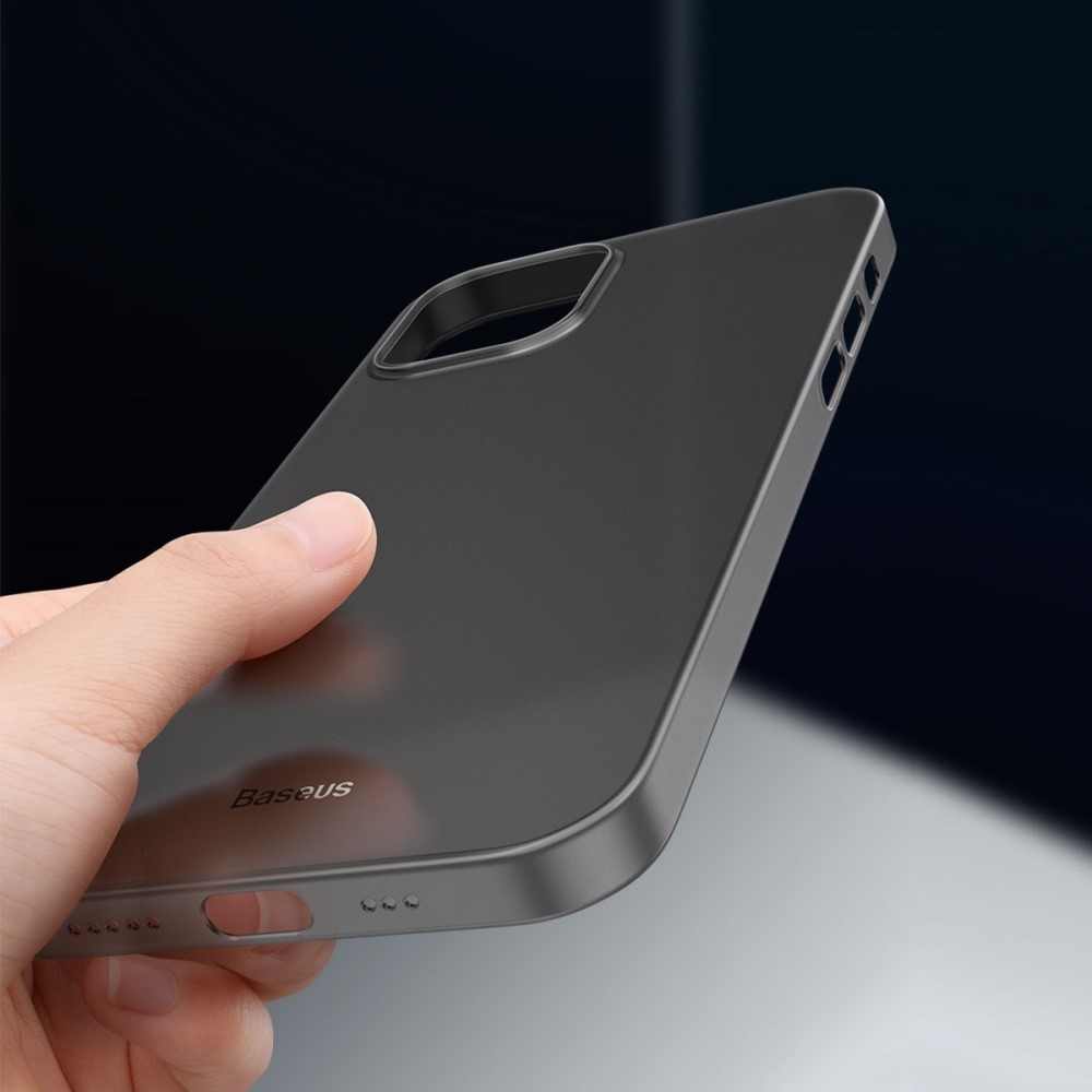 iPhone 12 / iPhone 12 Pro Kunststoff Hülle Case Wing Series Ultra Thin 0.45 mm - Schwarz / Transparent (Matt)