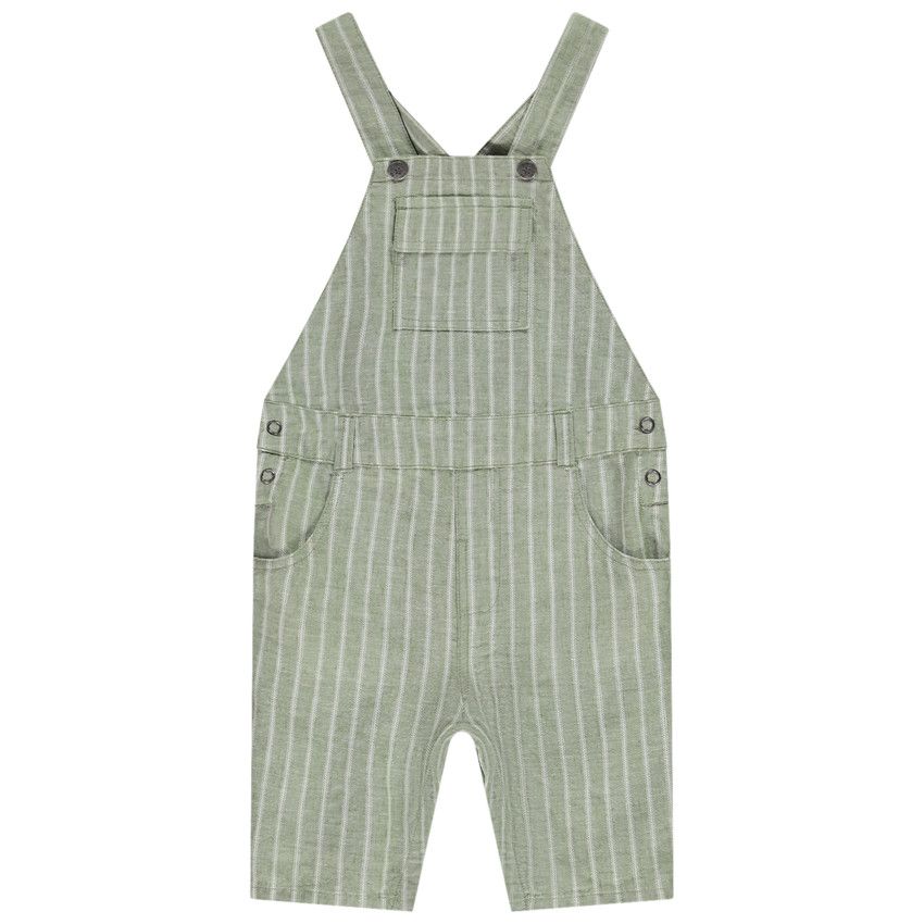 Salopette courte rayée pour bébé garçon - Vert