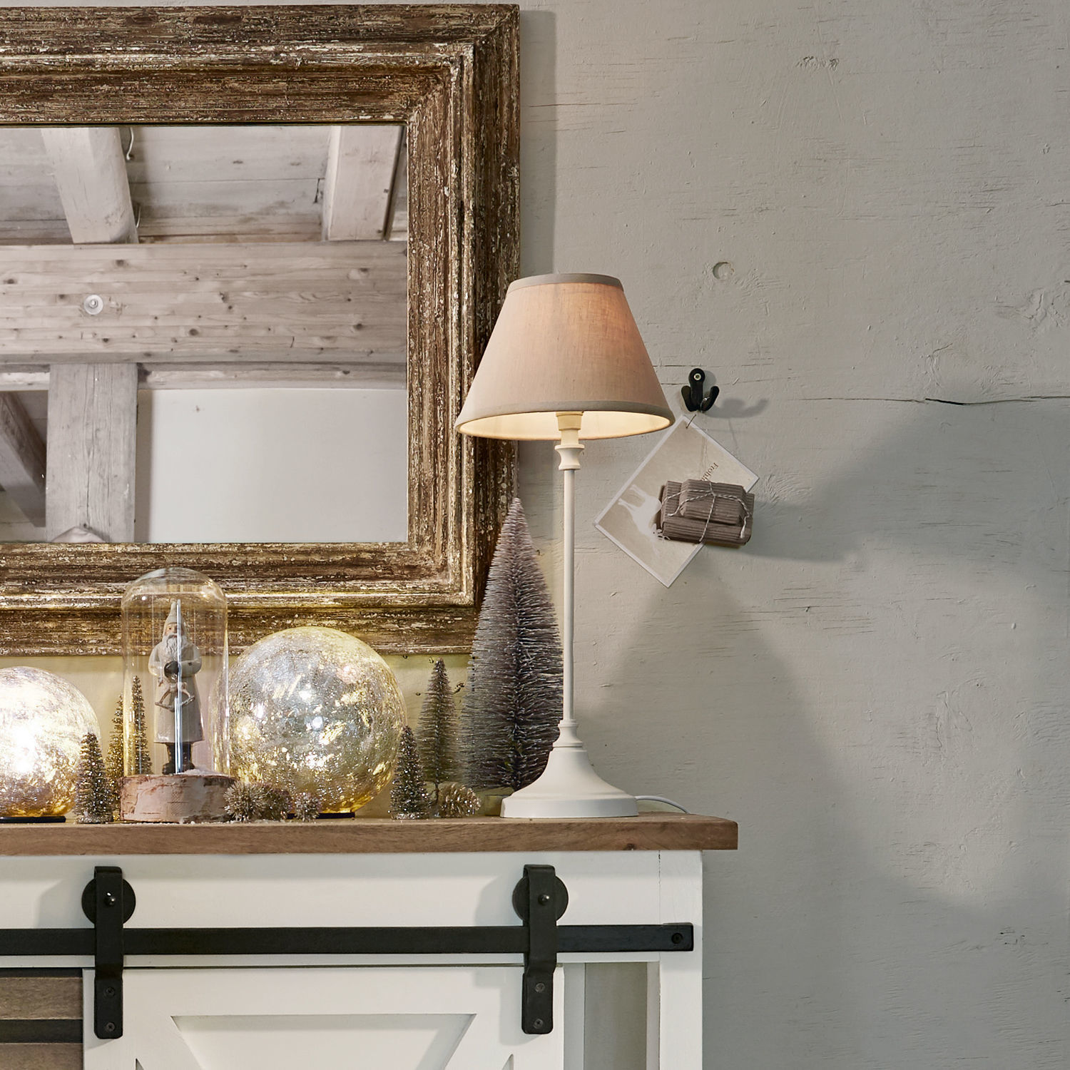 Tischlampe Swindon beige/antikweiß