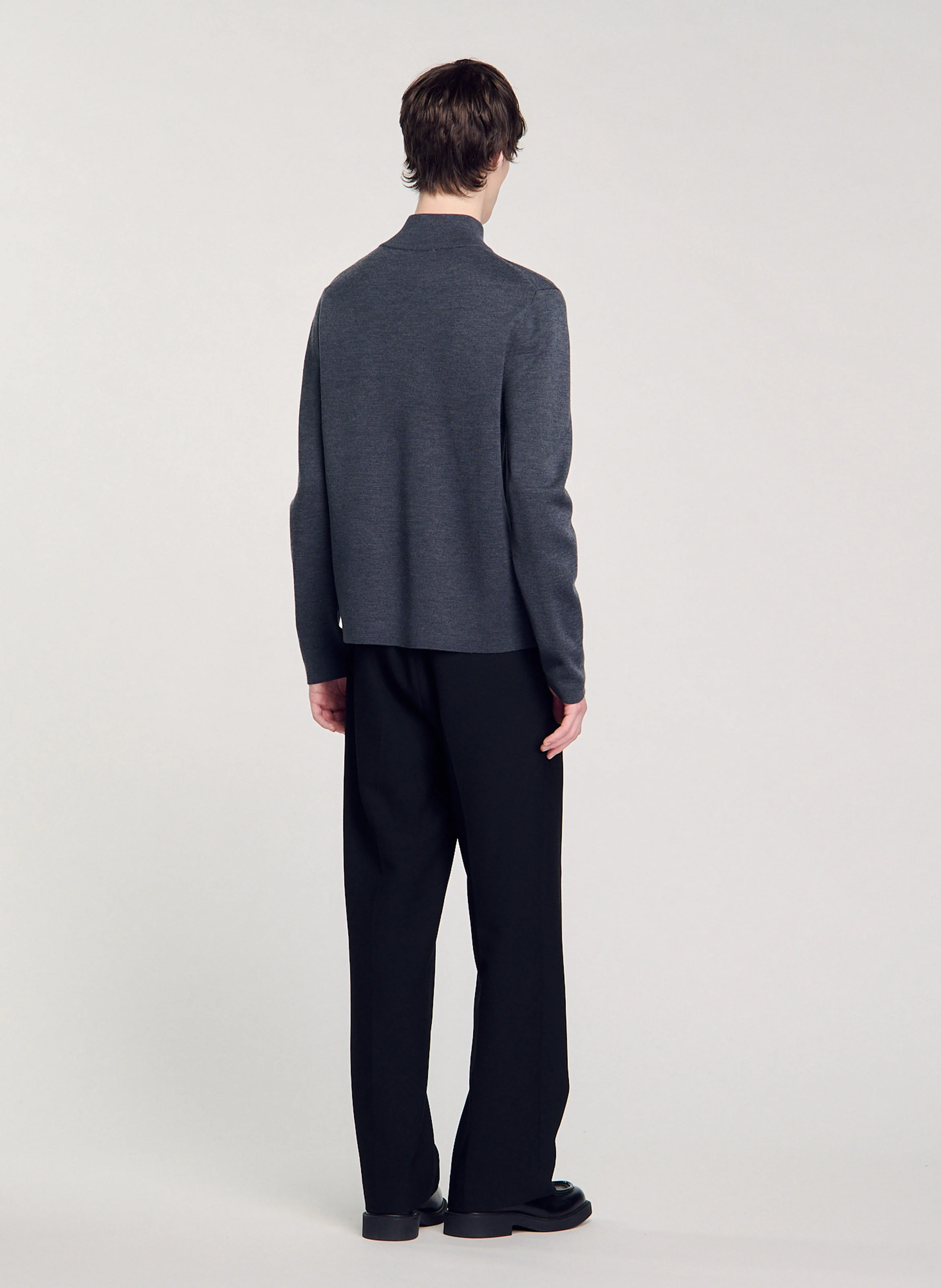Pull col montant zippé en laine | Gris