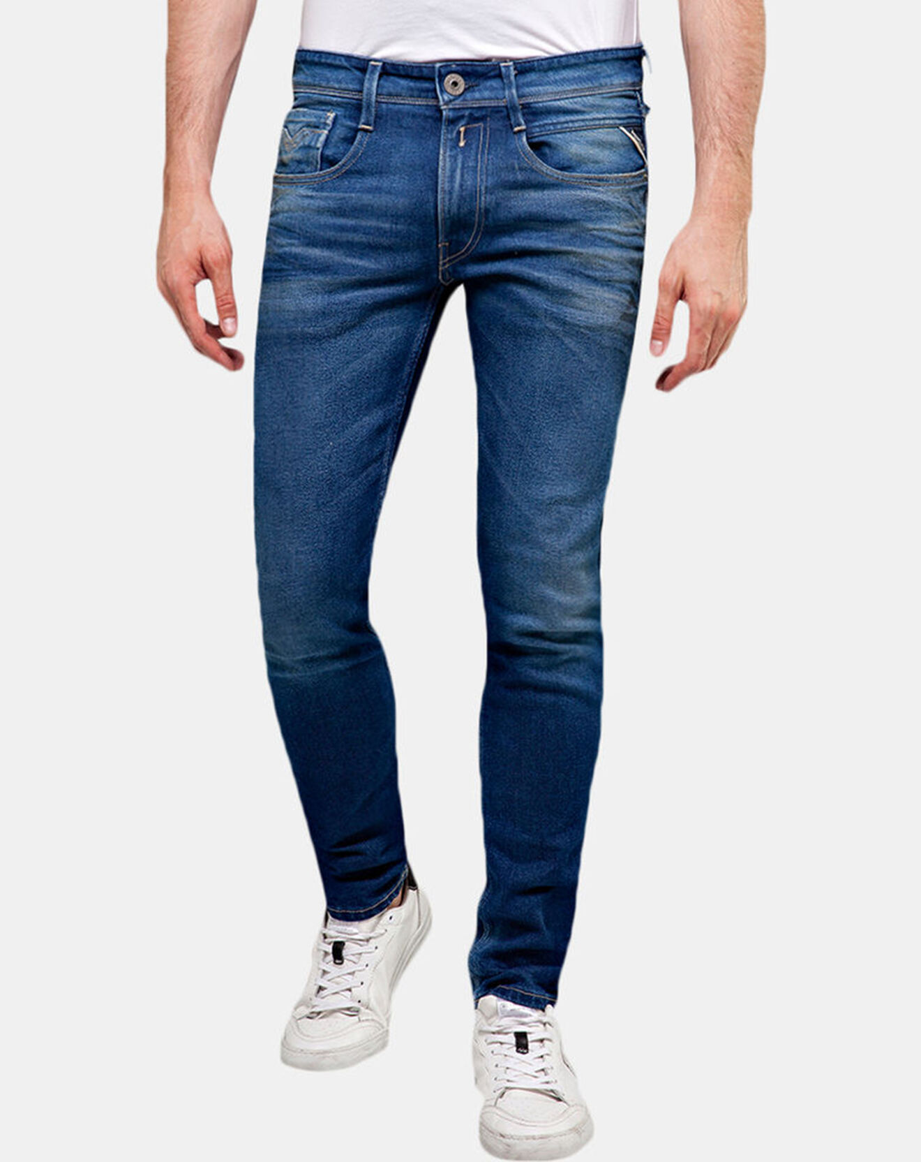 Replay Jean Slim Anbass Green Is Beter bleu foncé