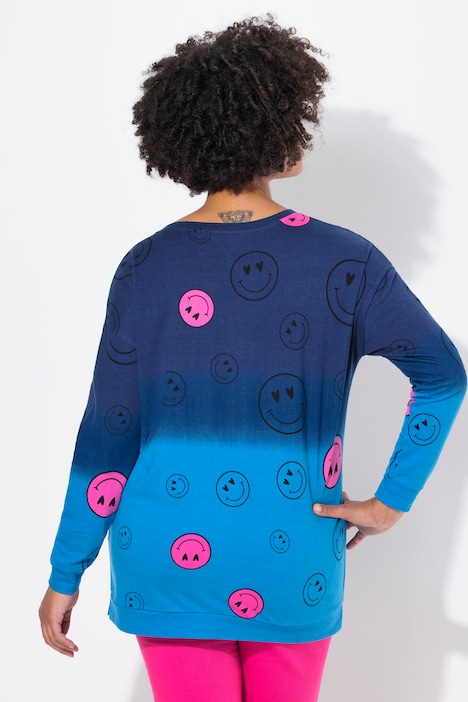 Sweatshirt, oversized, Farbverlauf Smiley, Langarm