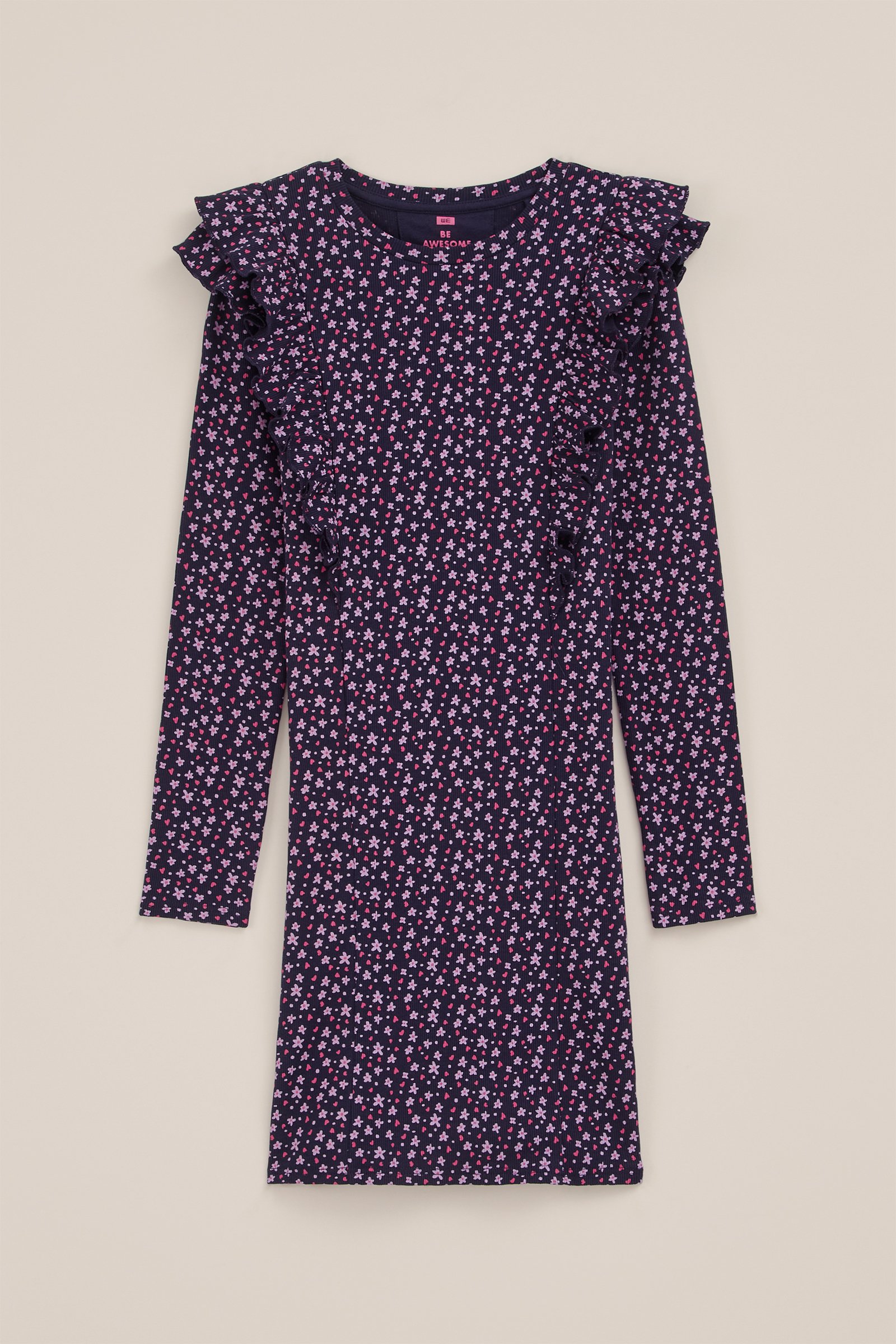 Meisjes jurk met dessin WE Fashion Donkerblauw