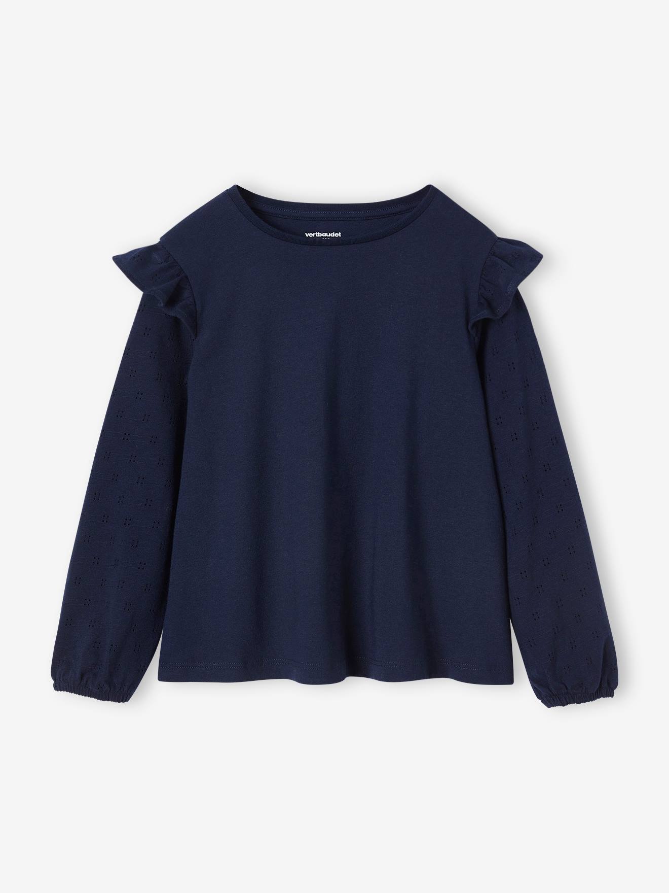 Camiseta infantil de manga comprida com babados