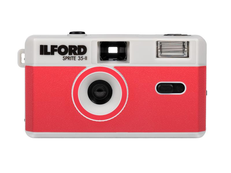 Ilford Analogkamera Sprite 35-II Red & Silver Kompaktkamera mit Blitz