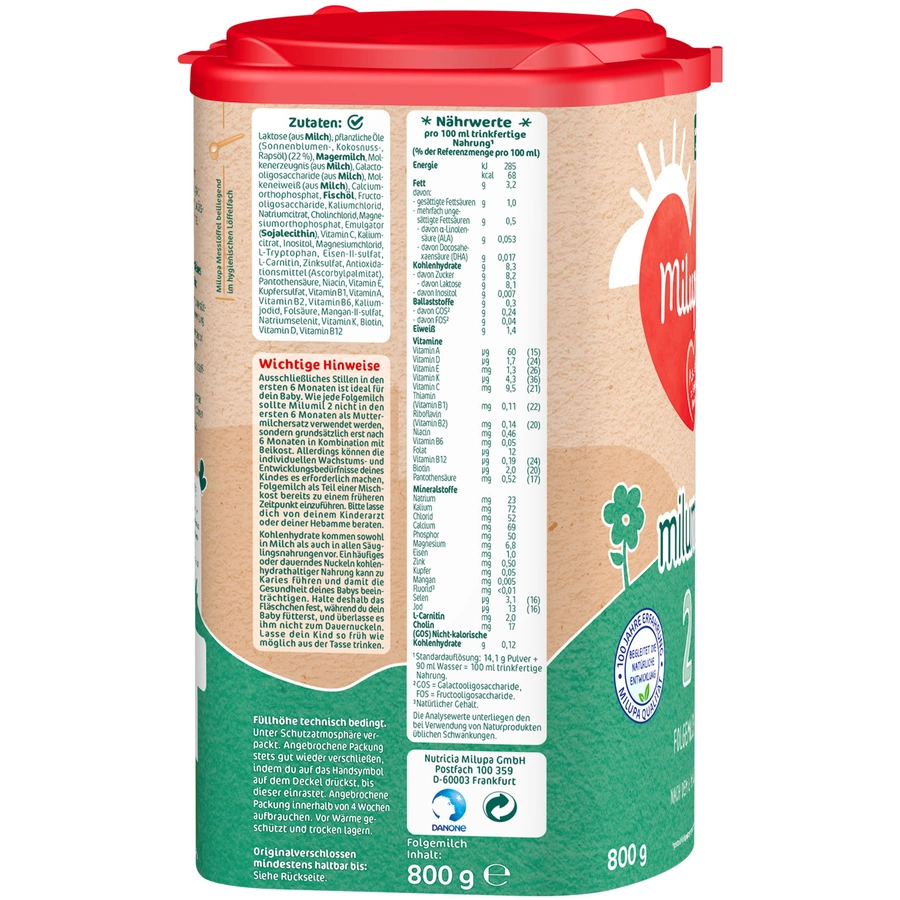 Milupa Folgemilch Milumil 2 4 x 800 g nach dem 6. Monat