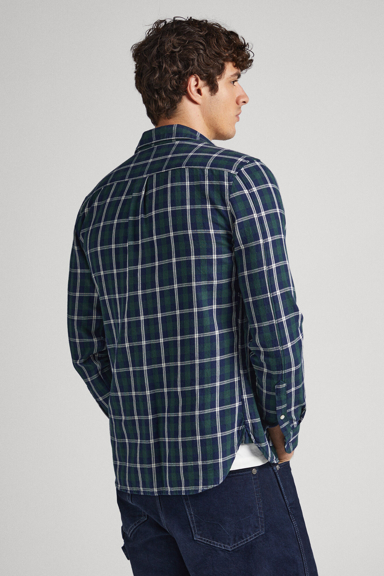 Camisa xadrez de sarja de algodão
