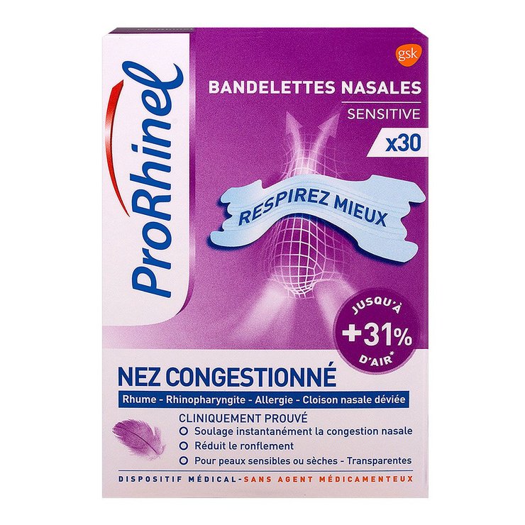 Sensitive 30 bandelettes nasales nez congestionné