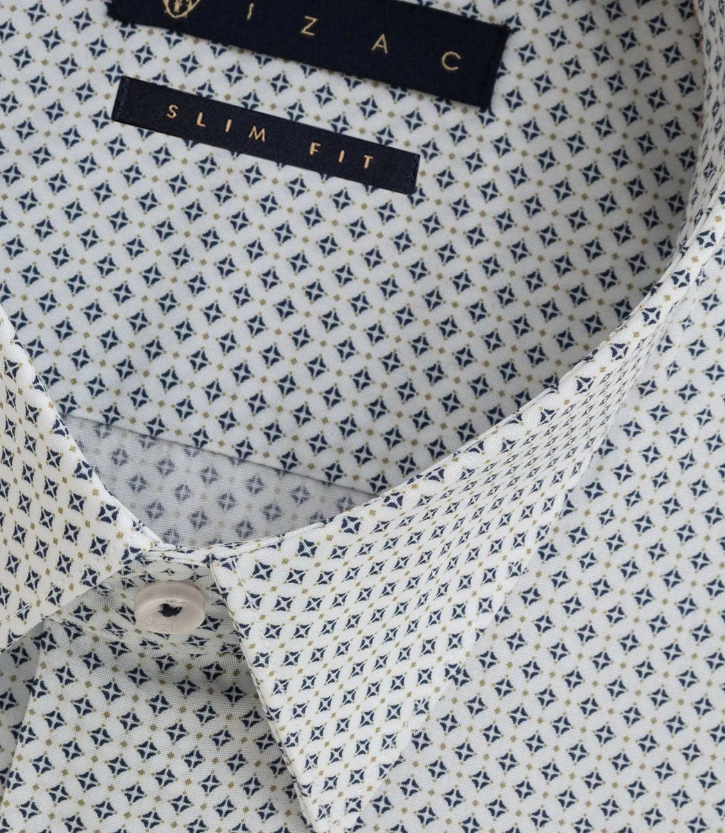 Chemise imprimée blanche-marine 