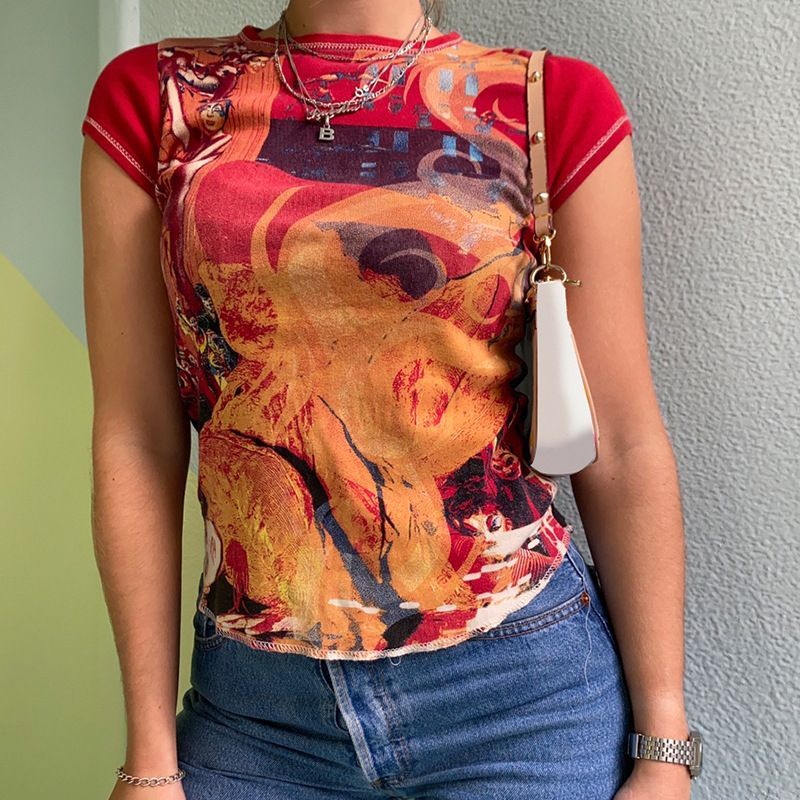 Sosana - Top met capuchon, naad en print