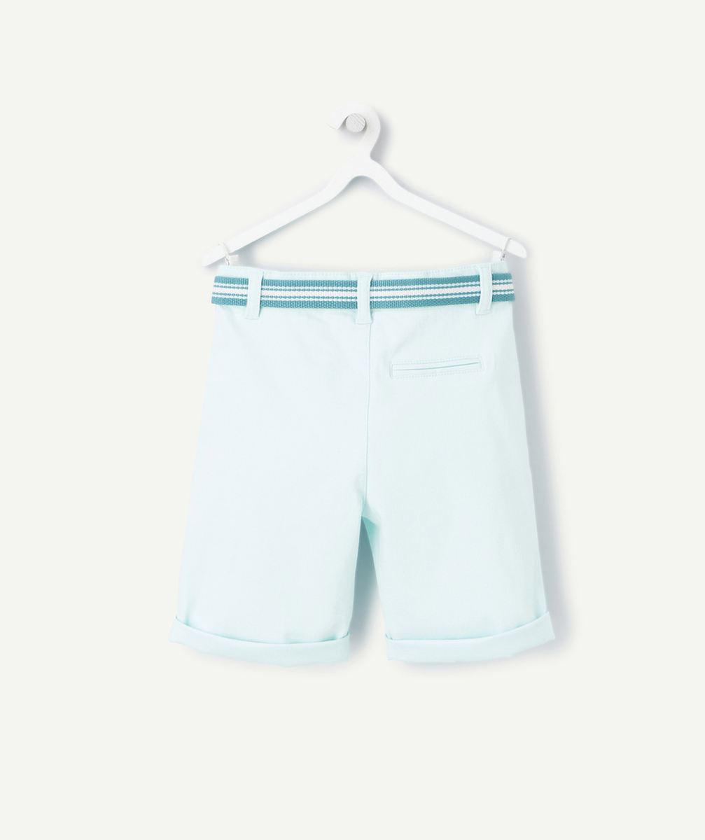 BERMUDA GARÇON BLEU MENTHE AVEC CEINTURE BLEU CANARD