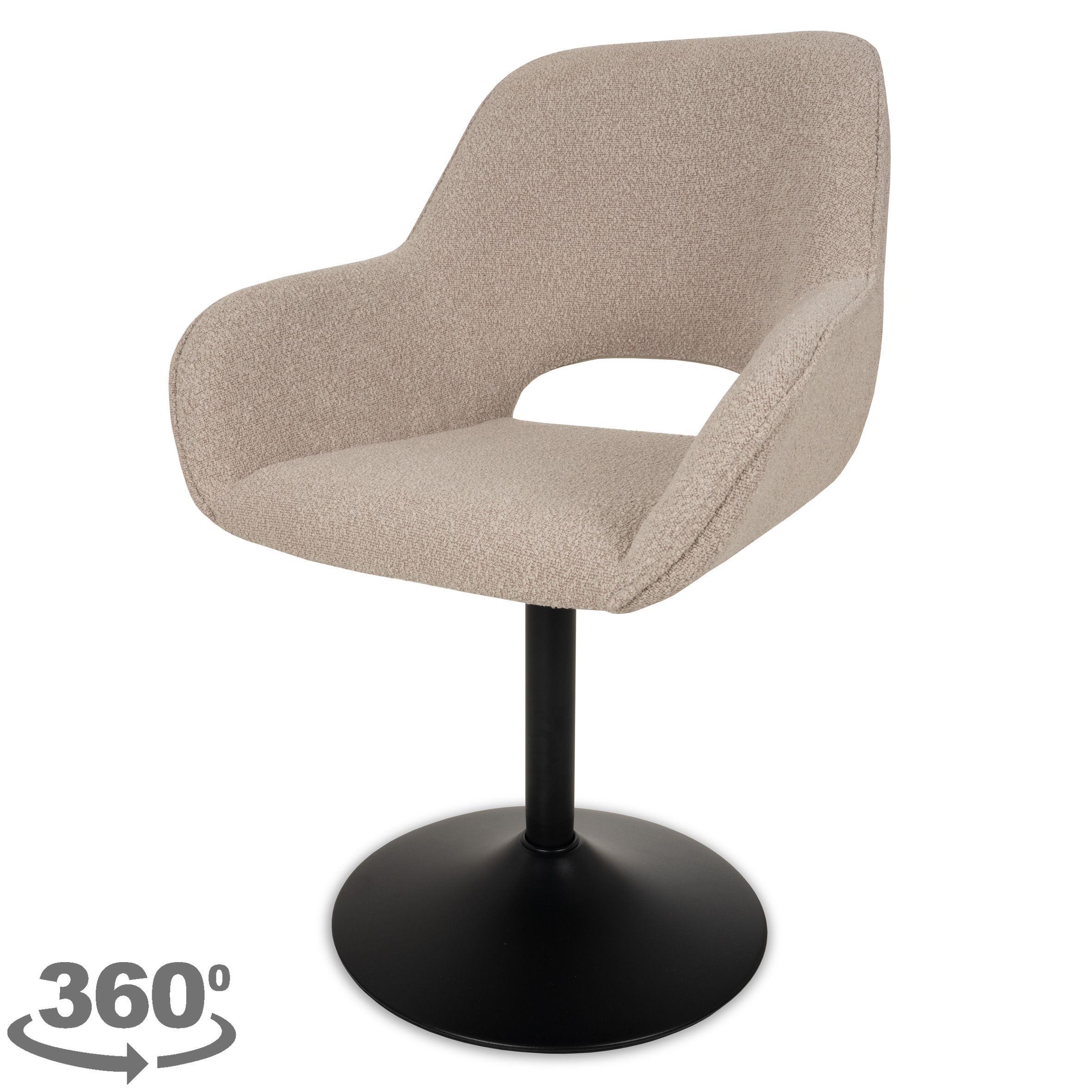 Eetkamerstoel Touch naturel - Poot zwart Maartje B61 x D53 x H90 cm