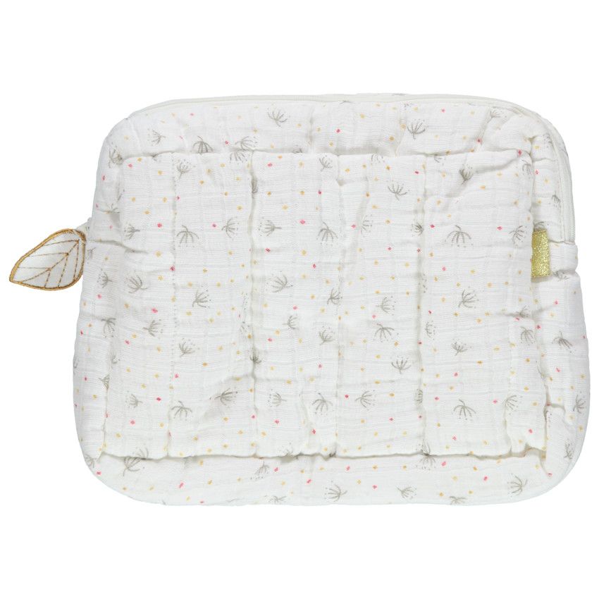 Trousse de toilette en tétra à motif végétal all-over - Ecru