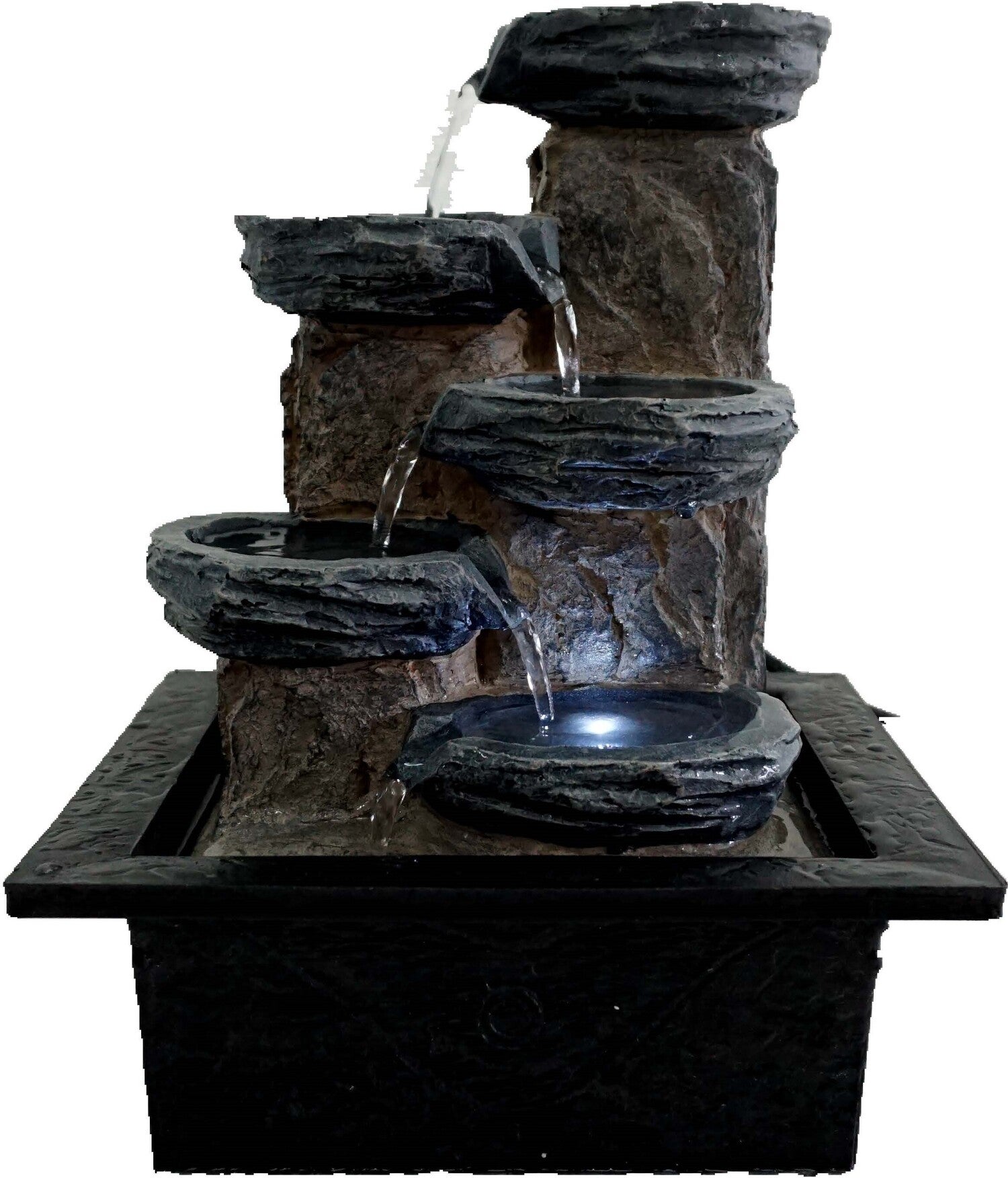 Intratuin waterornament Furano zwart / grijs / bruin 21 x 18 x 27,5 cm